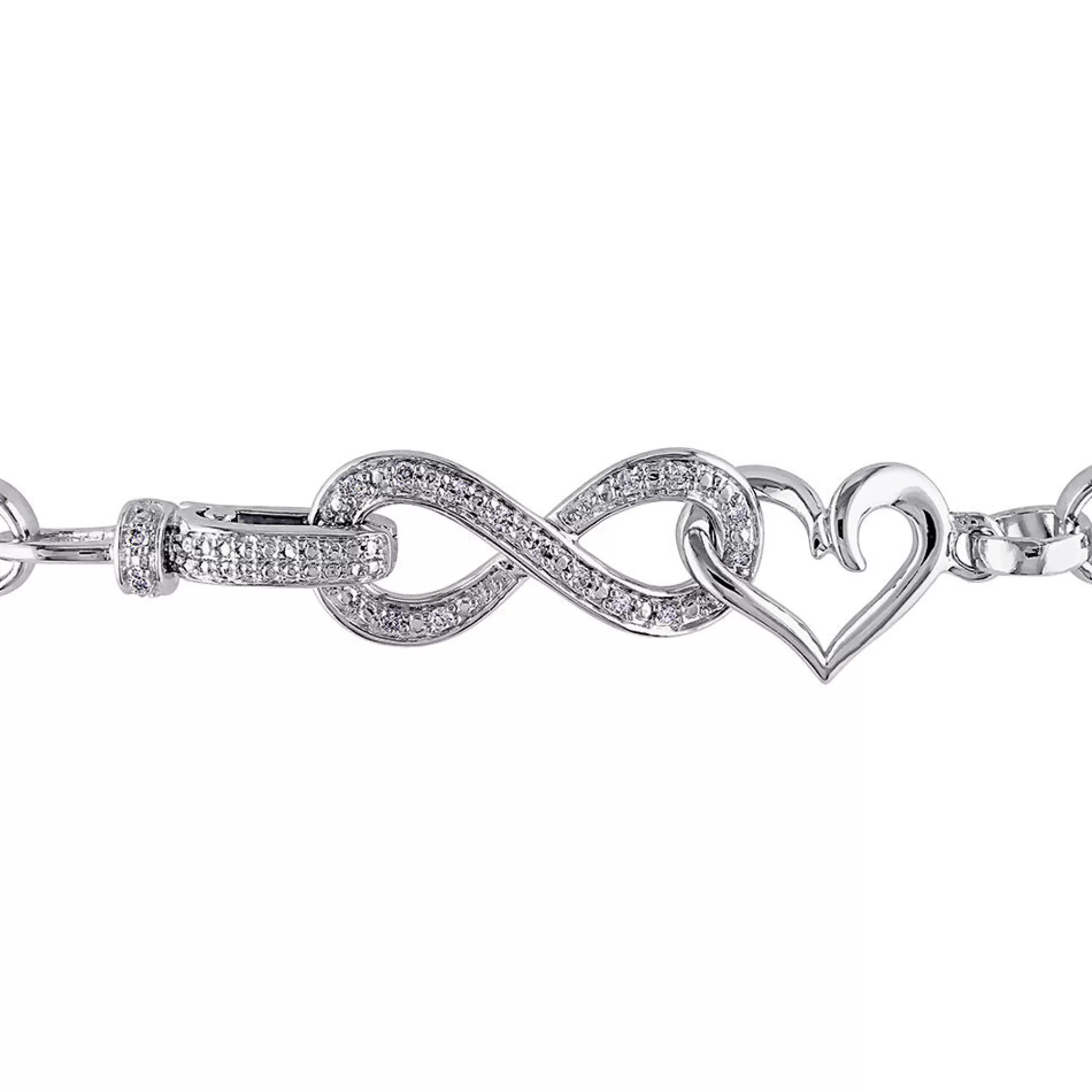 Bracelets^* 1/10 Ct. Tw. Diamond Infinity Heart Bracelet In Sterling Silver