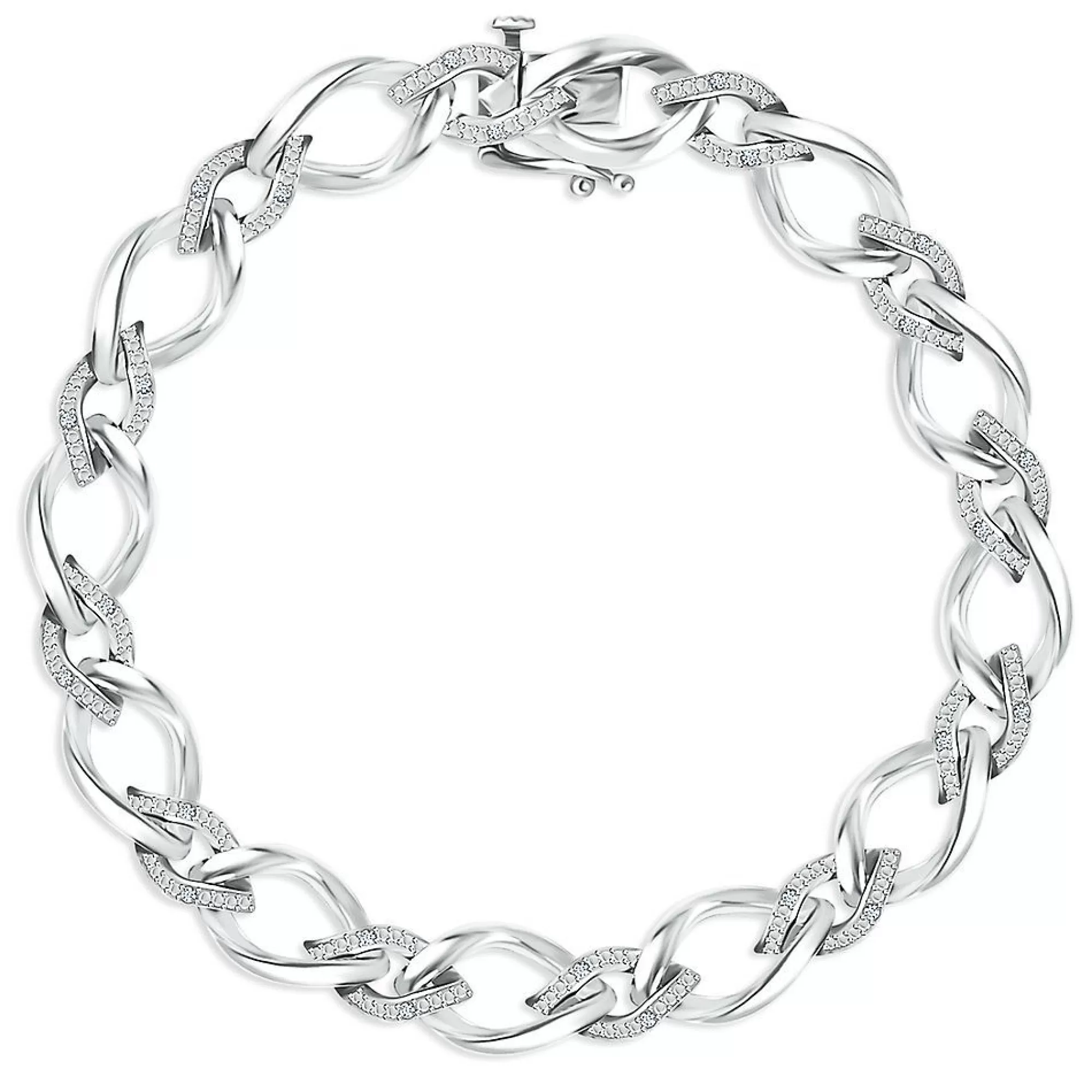 Bracelets^* 1/10 Ct. Tw. Diamond Link Bracelet In Sterling Silver