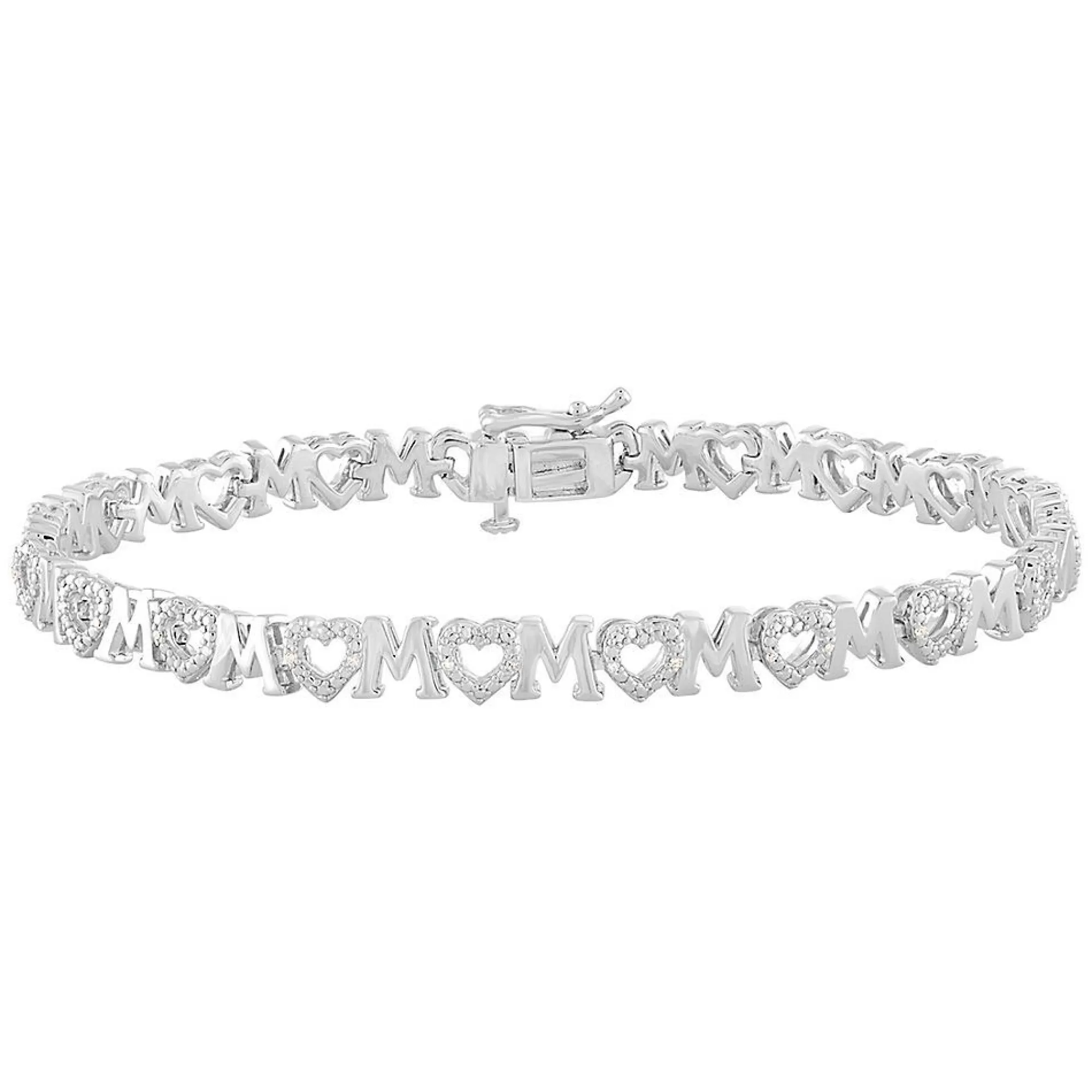 Bracelets^* 1/10 Ct. Tw. Diamond Mom Heart Bracelet In Sterling Silver