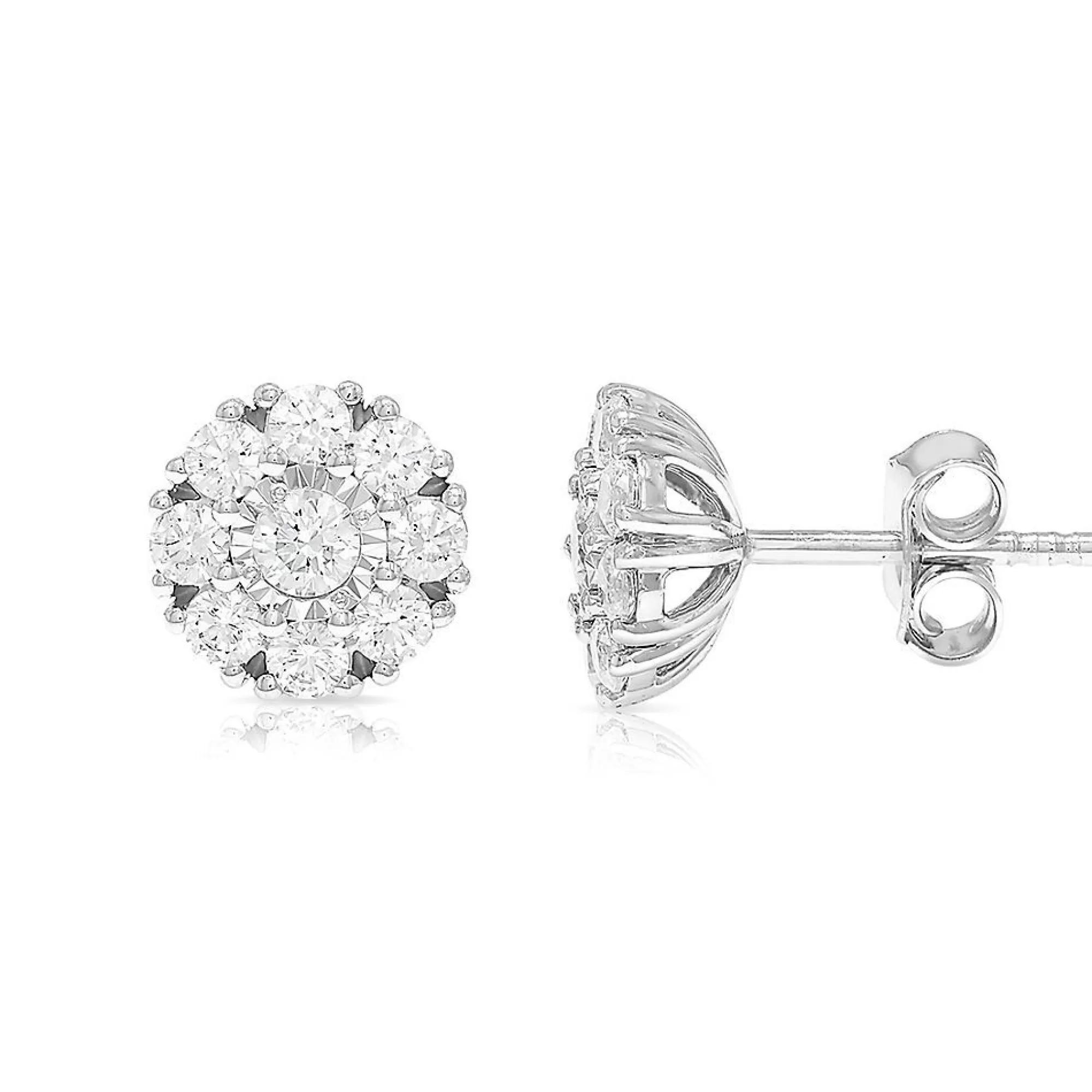 Earrings^* 1 Ct. Tw. Diamond Solitaire Stud Earrings In 10K White Gold