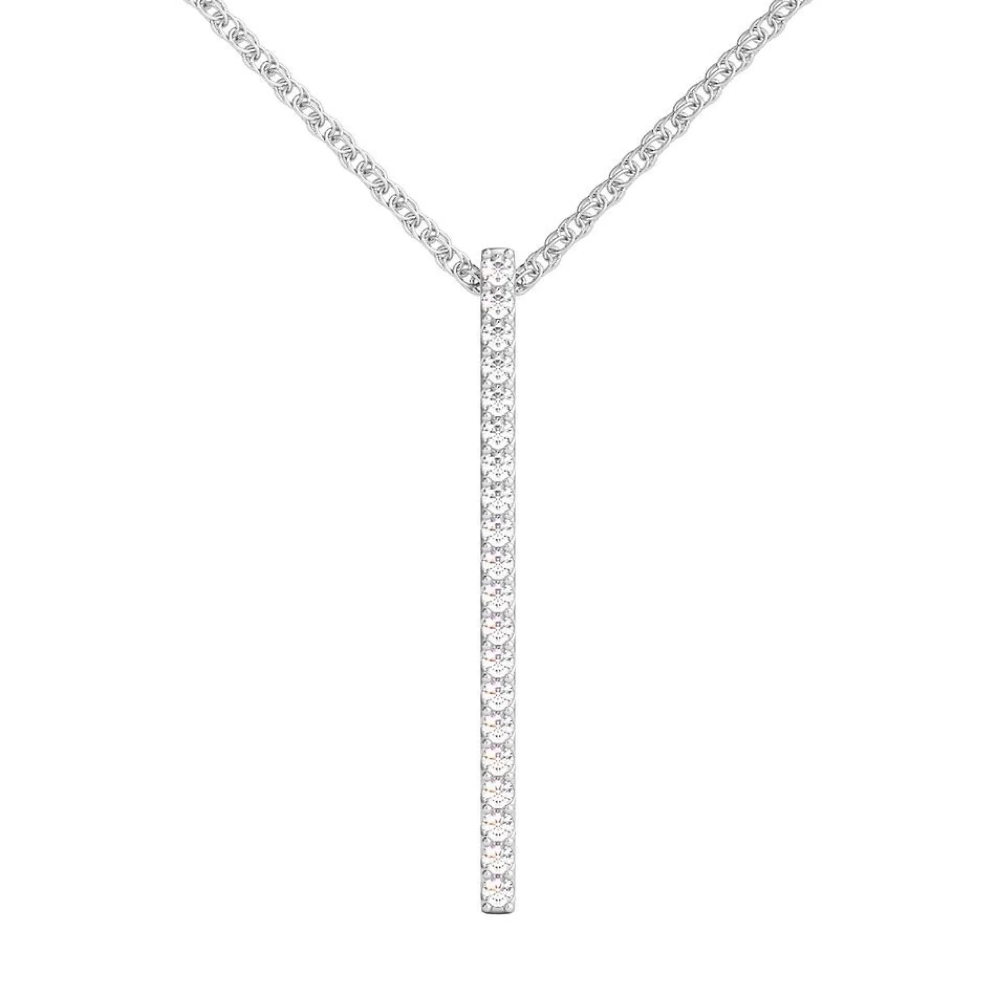 Necklaces & Pendants^Layering & Stacking 1/4 Ct. Tw. Diamond Stick Pendant In 10K White Gold