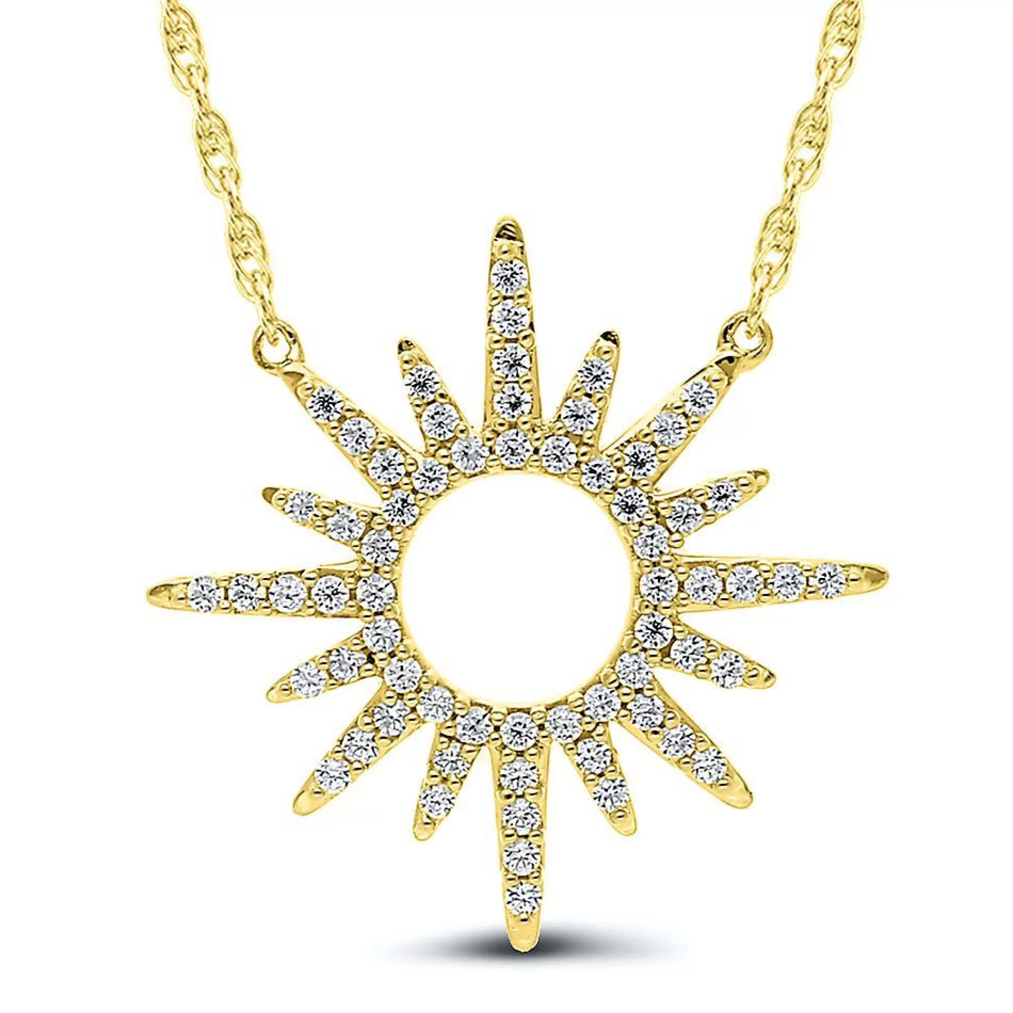 Necklaces & Pendants^Layering & Stacking 1/5 Ct. Tw. Diamond Sun Necklace In 10K Yellow Gold