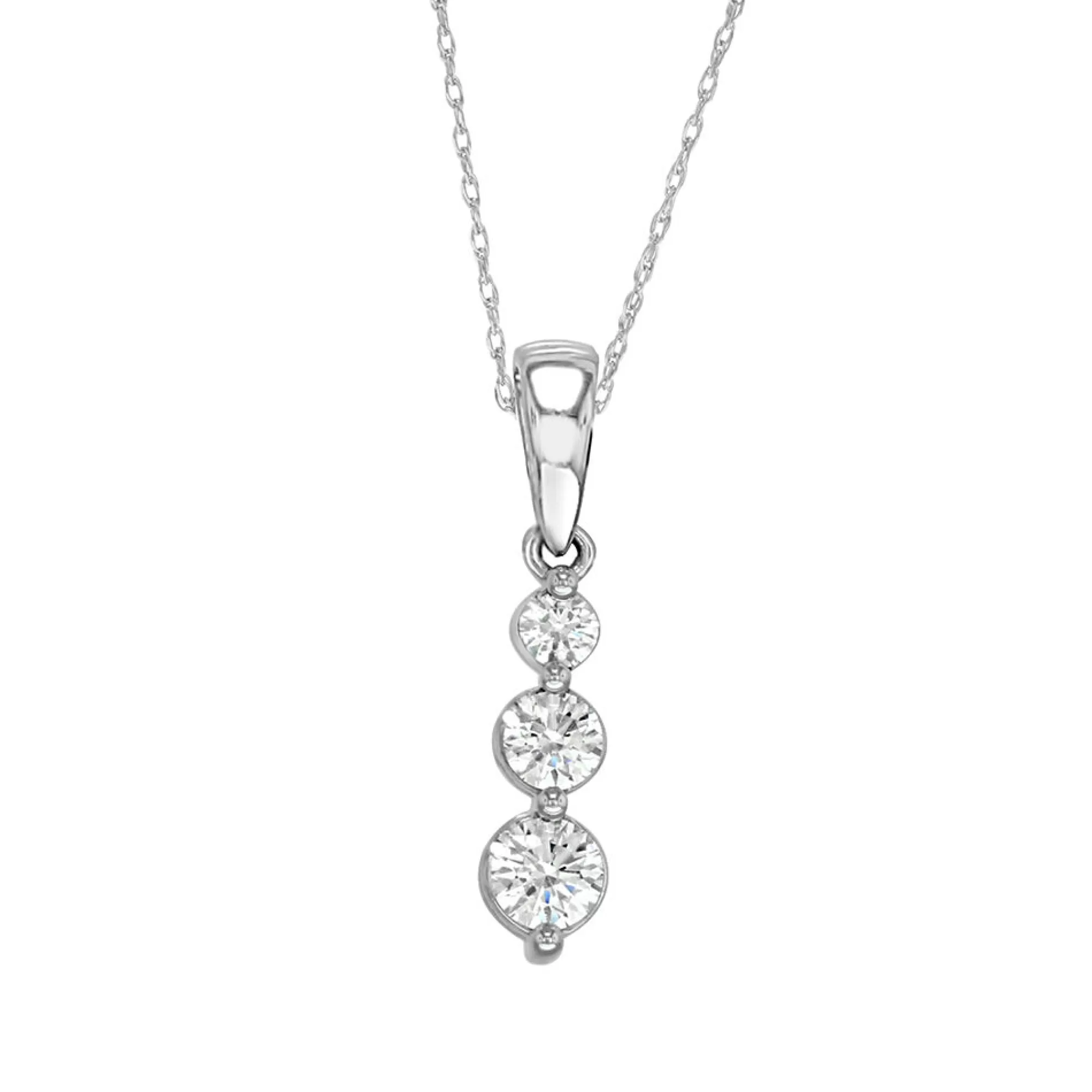 Necklaces & Pendants^* 1/2 Ct. Tw. Diamond Three-Stone Pendant In 10K White Gold