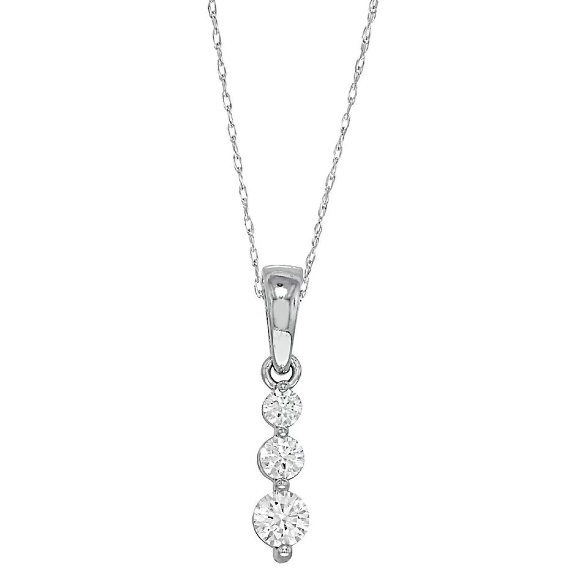 Necklaces & Pendants^* 1/4 Ct. Tw. Diamond Three-Stone Pendant In 10K White Gold