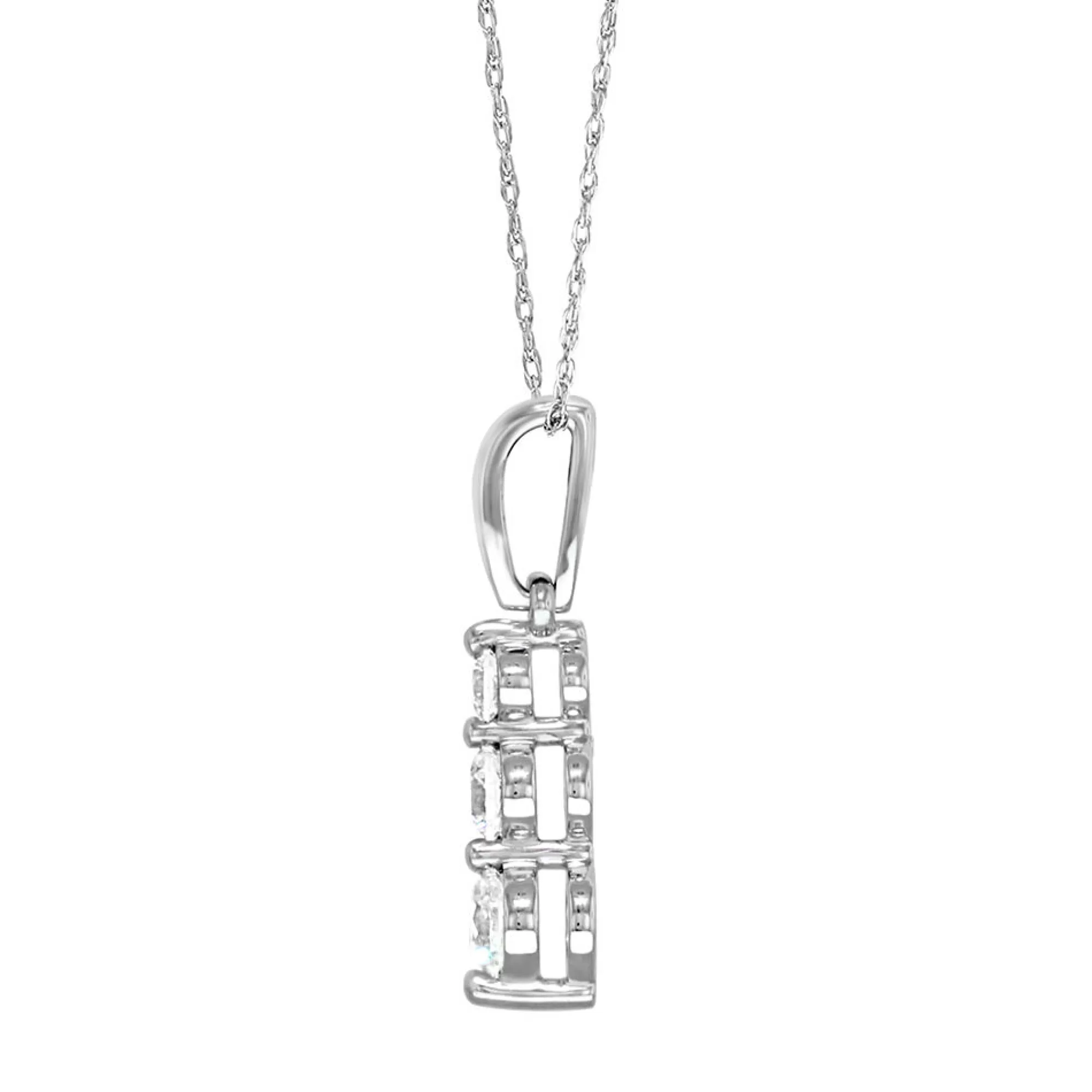 Necklaces & Pendants^* 1/2 Ct. Tw. Diamond Three-Stone Pendant In 10K White Gold