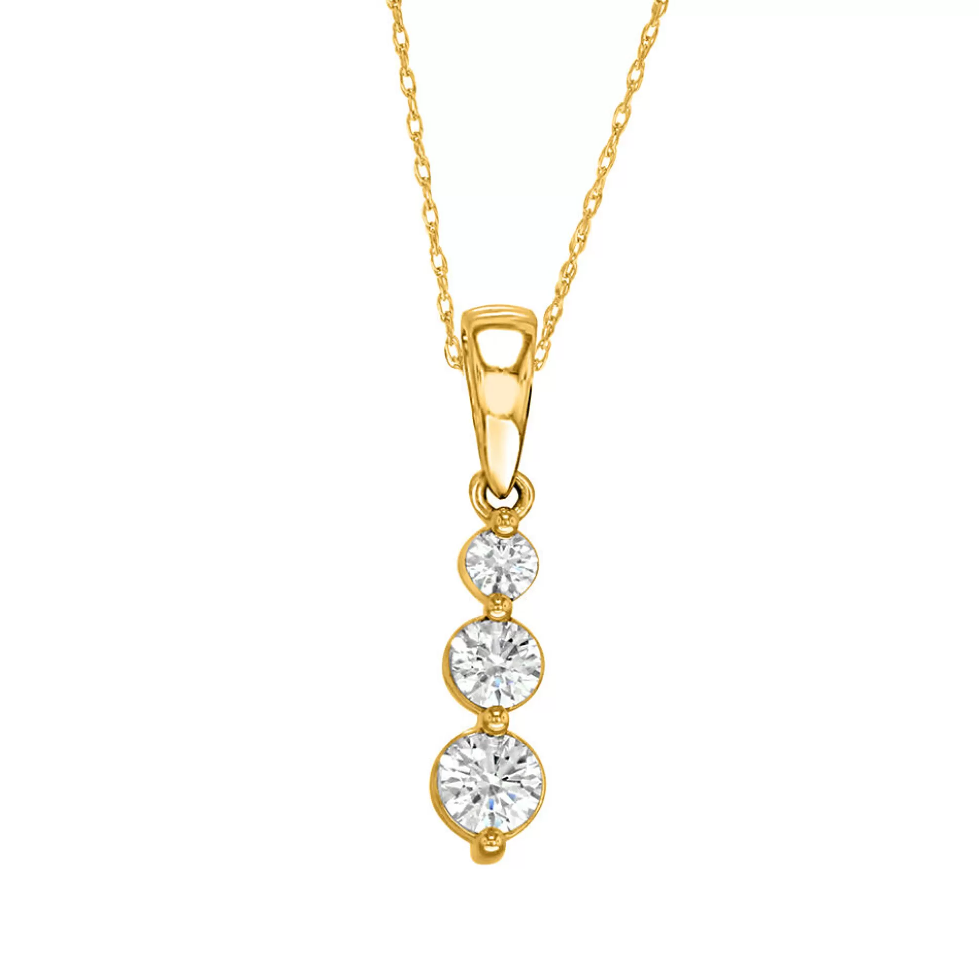 Necklaces & Pendants^* 1/4 Ct. Tw. Diamond Three-Stone Pendant In 10K Yellow Gold