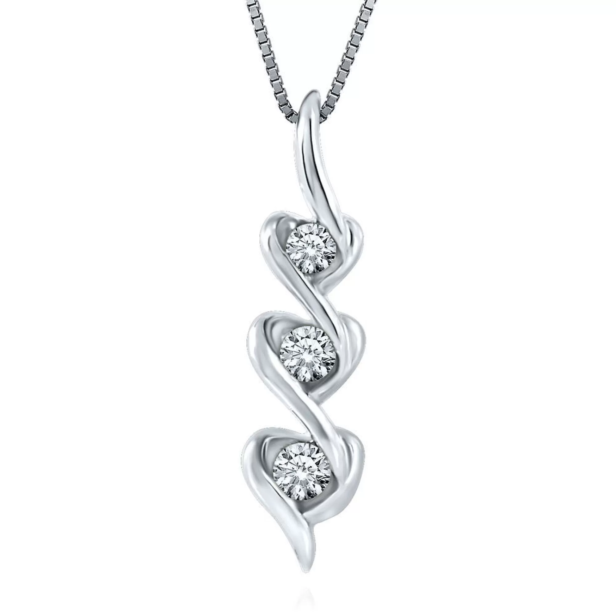 Necklaces & Pendants^Sirena® 1/5 Ct. Tw. Diamond Triple-Heart Pendant In 10K White Gold