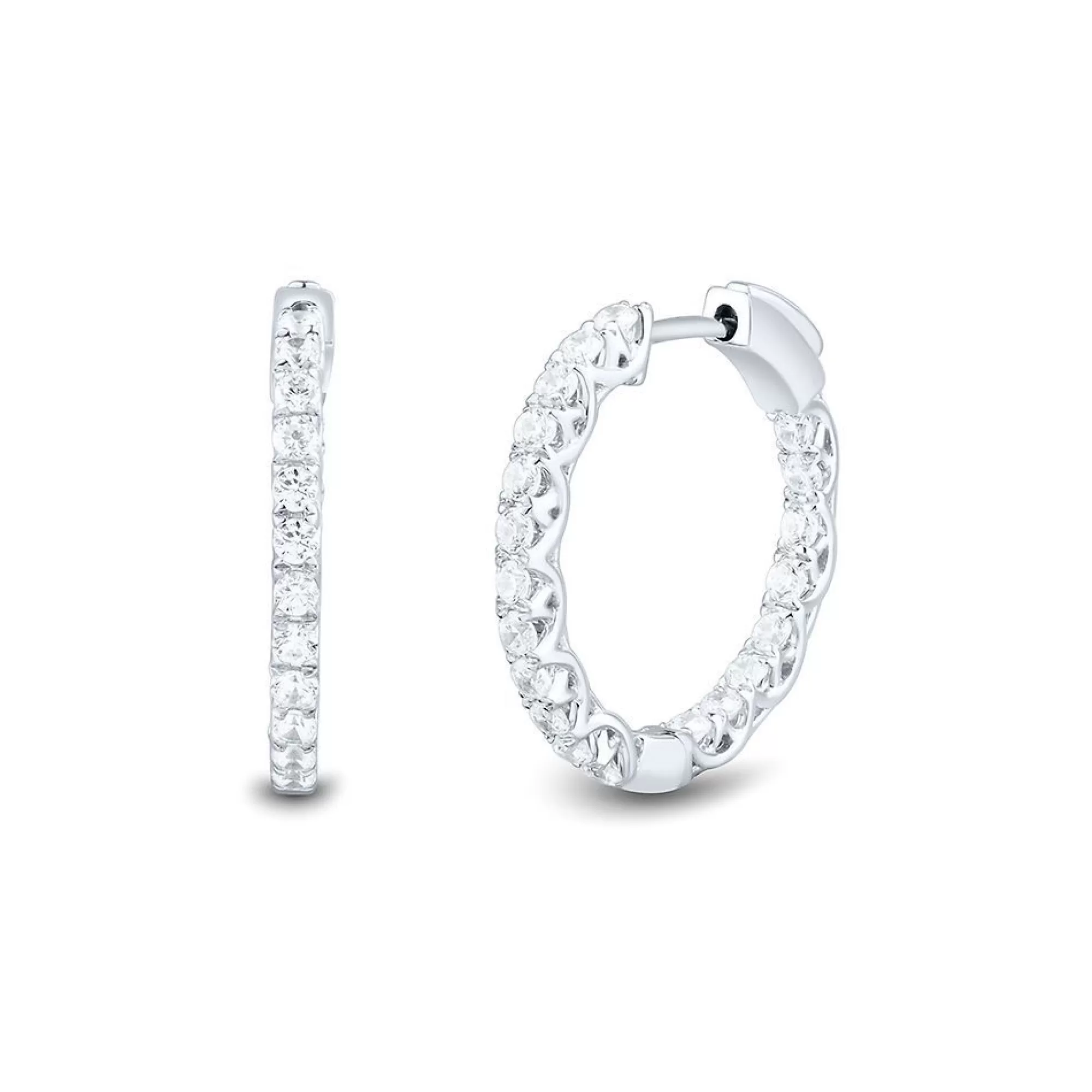 Earrings^Light Heart® 1 Ct. Tw. Lab Grown Diamond Inside-Out Hoop Earrings In 14K White Gold