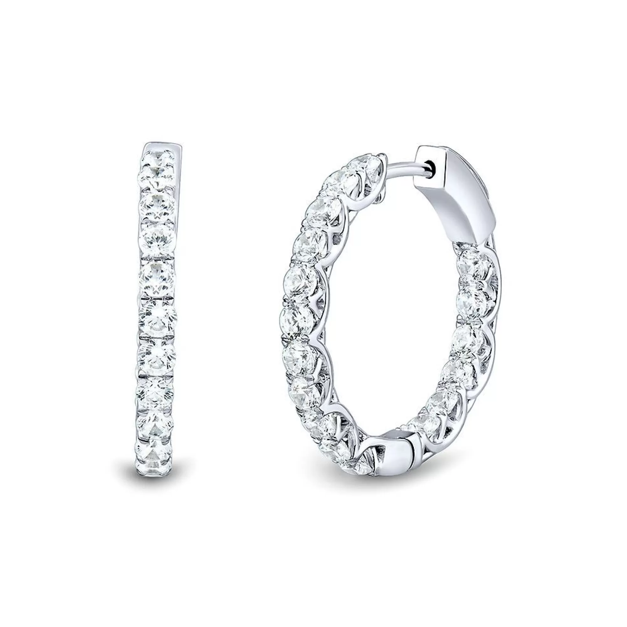 Earrings^Light Heart® 2 Ct. Tw. Lab Grown Diamond Inside-Out Hoop Earrings In 14K White Gold