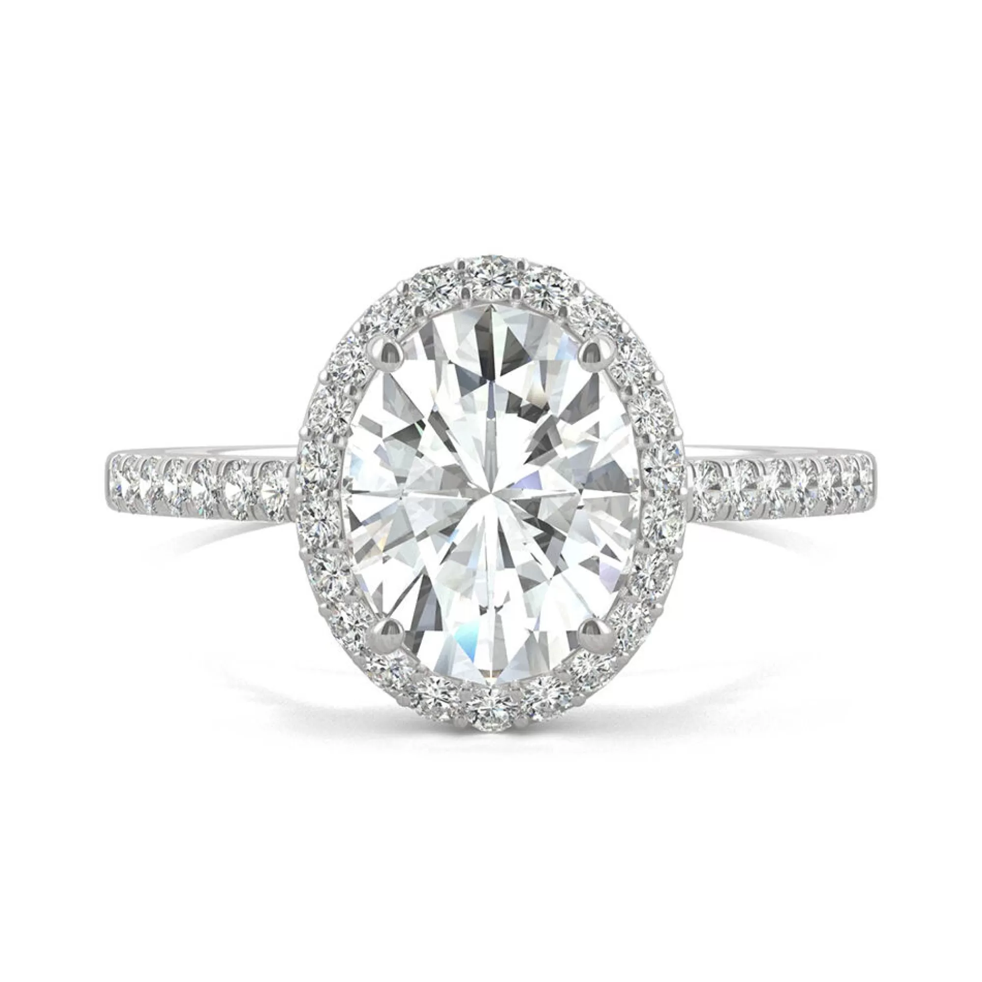 Rings^Charles & Colvard-Forever One™ 2 3/8 Ct. Tw. Moissanite Halo Ring In 14K White Gold