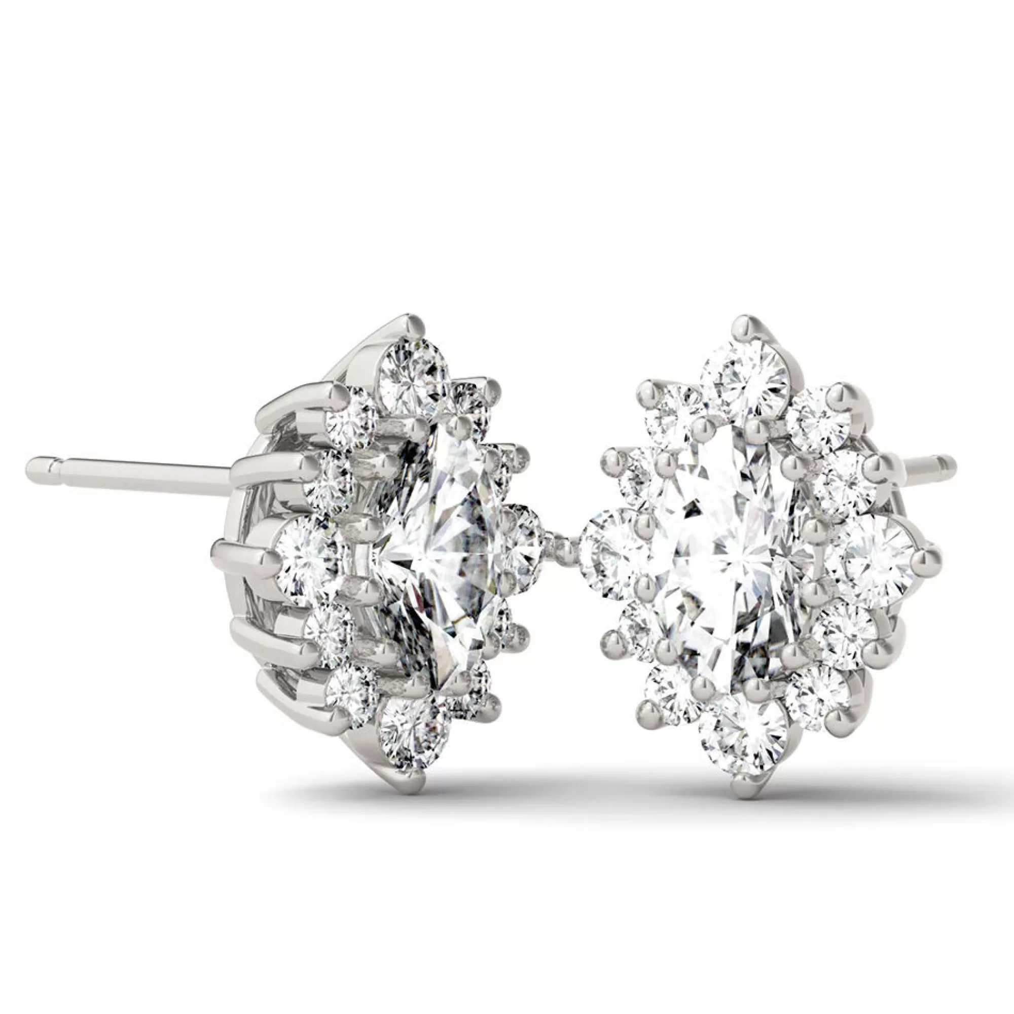 Earrings^Charles & Colvard-Forever One™ 1 3/8 Ct. Tw. Moissanite Halo Stud Earrings In 14K White Gold