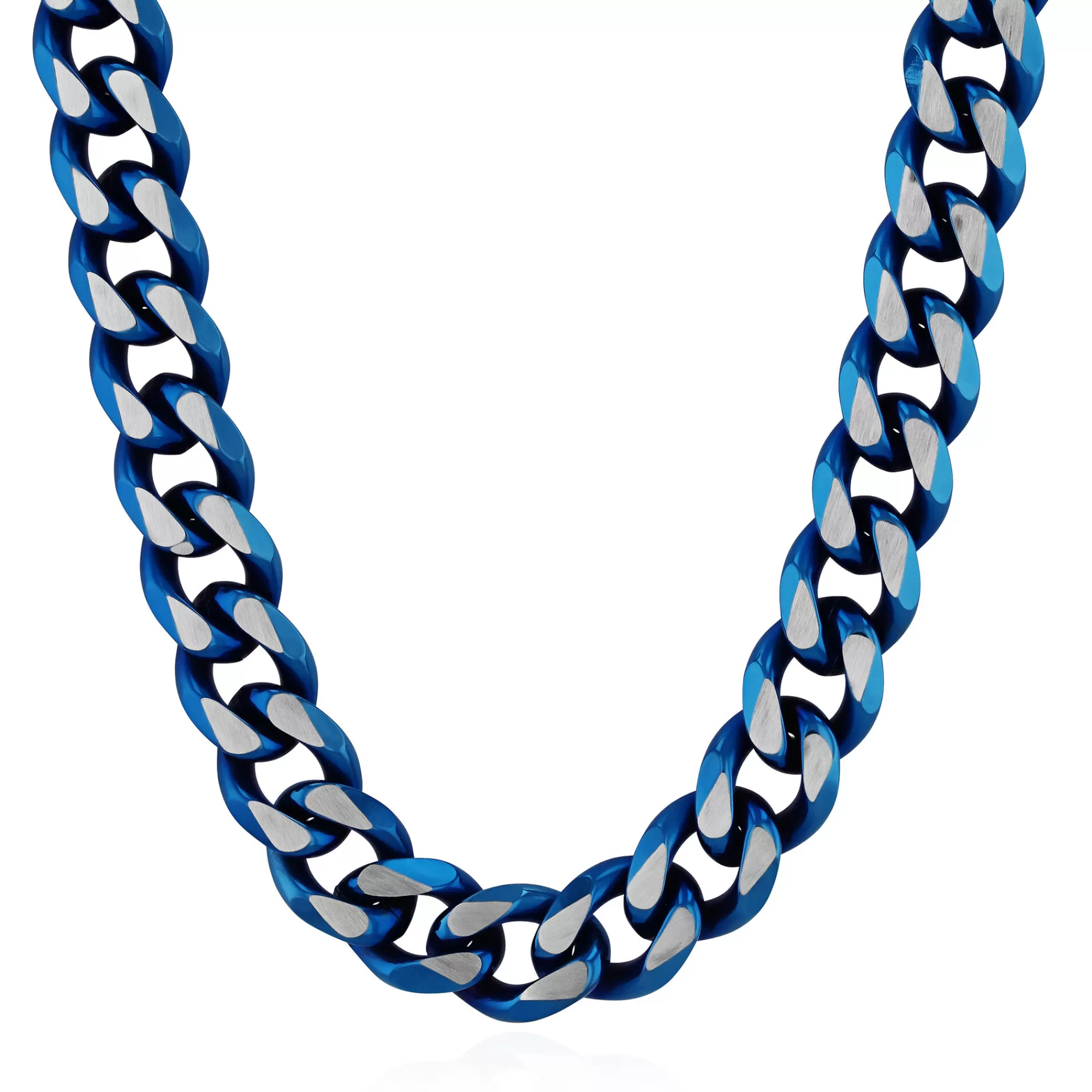 Necklaces & Pendants^* Curb Chain Necklace In Blue Ion-Plated Stainless Steel, 10.5Mm, 24"