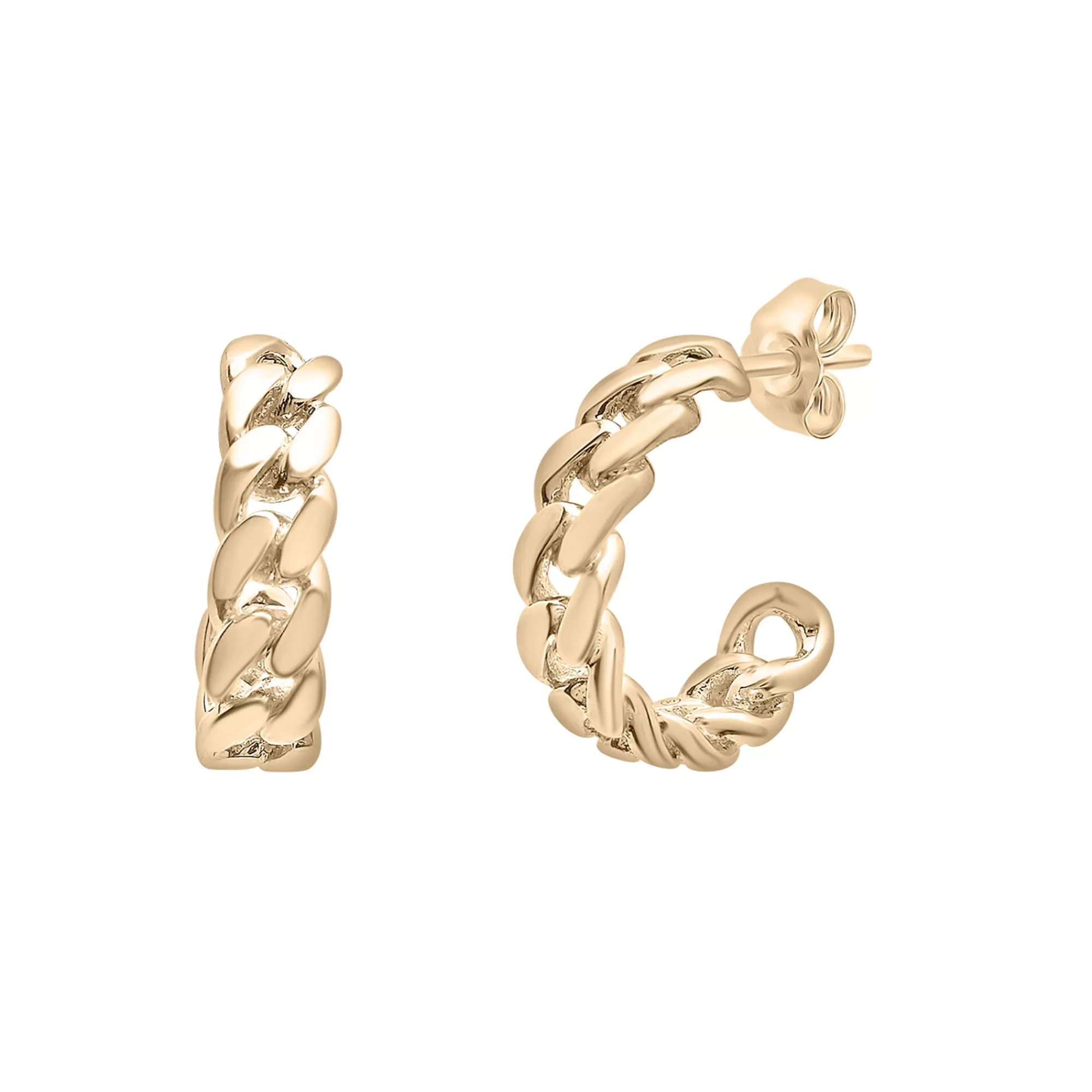 Earrings^Laure by Aurate Curb Chain Open Huggie Hoop Earrings In Vermeil, 11Mm