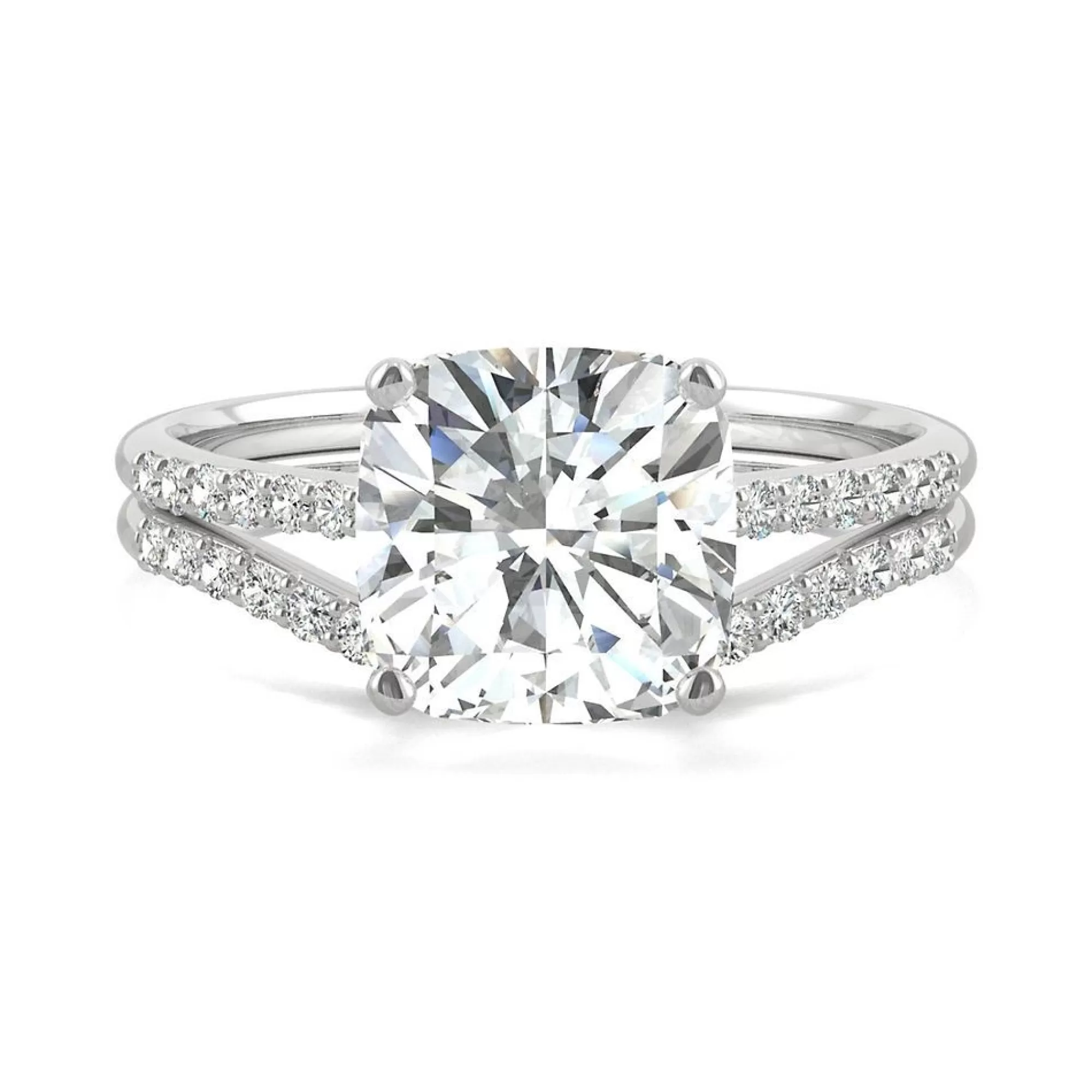 Rings^Charles & Colvard-Forever One™ Cushion-Cut Moissanite Ring Set In 14K White Gold (2 5/8 Ct. Tw.)