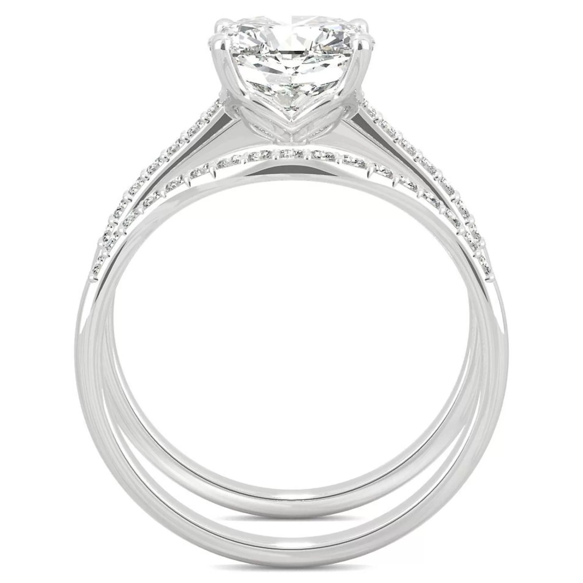 Rings^Charles & Colvard-Forever One™ Cushion-Cut Moissanite Ring Set In 14K White Gold (2 5/8 Ct. Tw.)