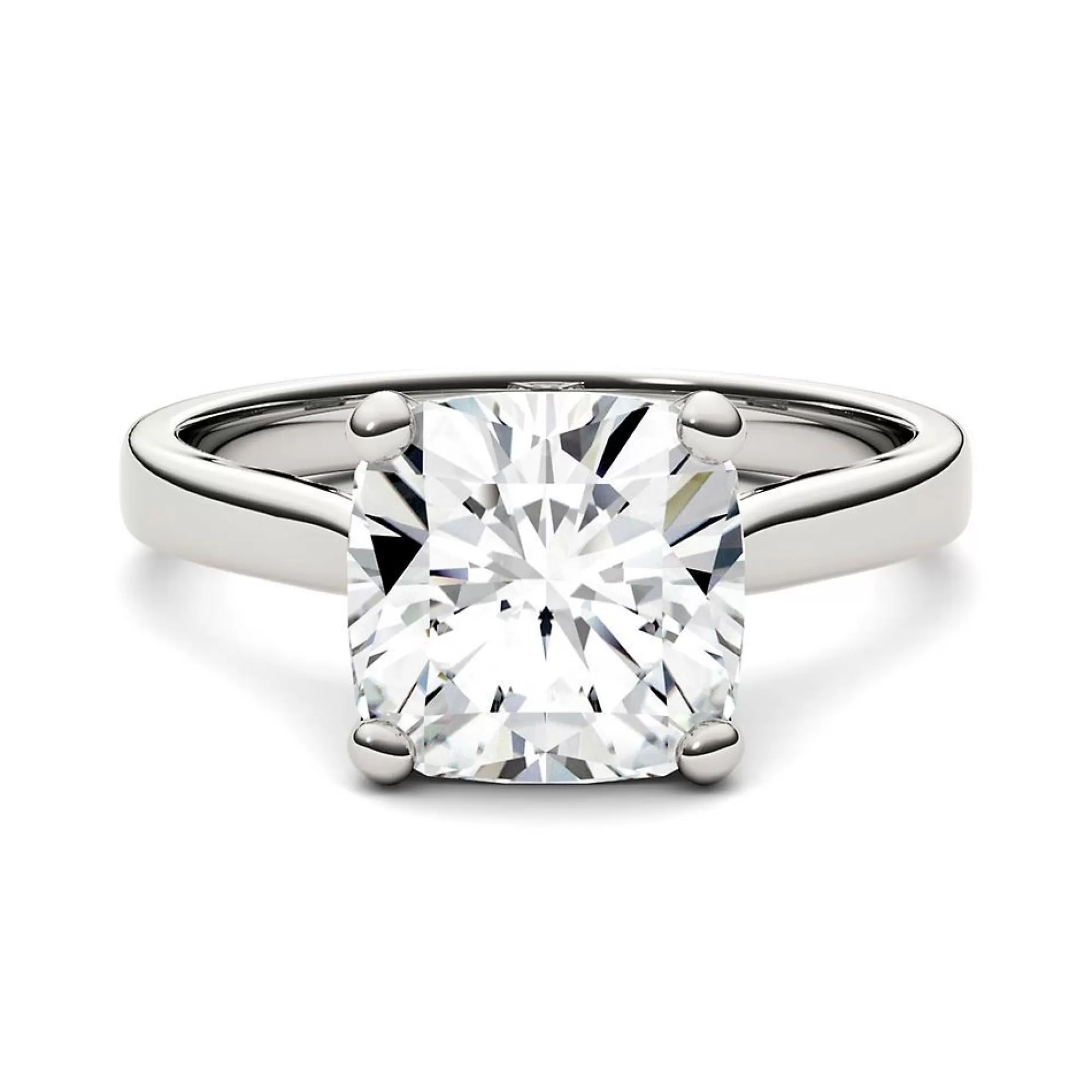 Rings^Charles & Colvard-Forever One™ Cushion-Cut Moissanite Solitaire Ring In 14K White Gold (3 1/4 Ct.)