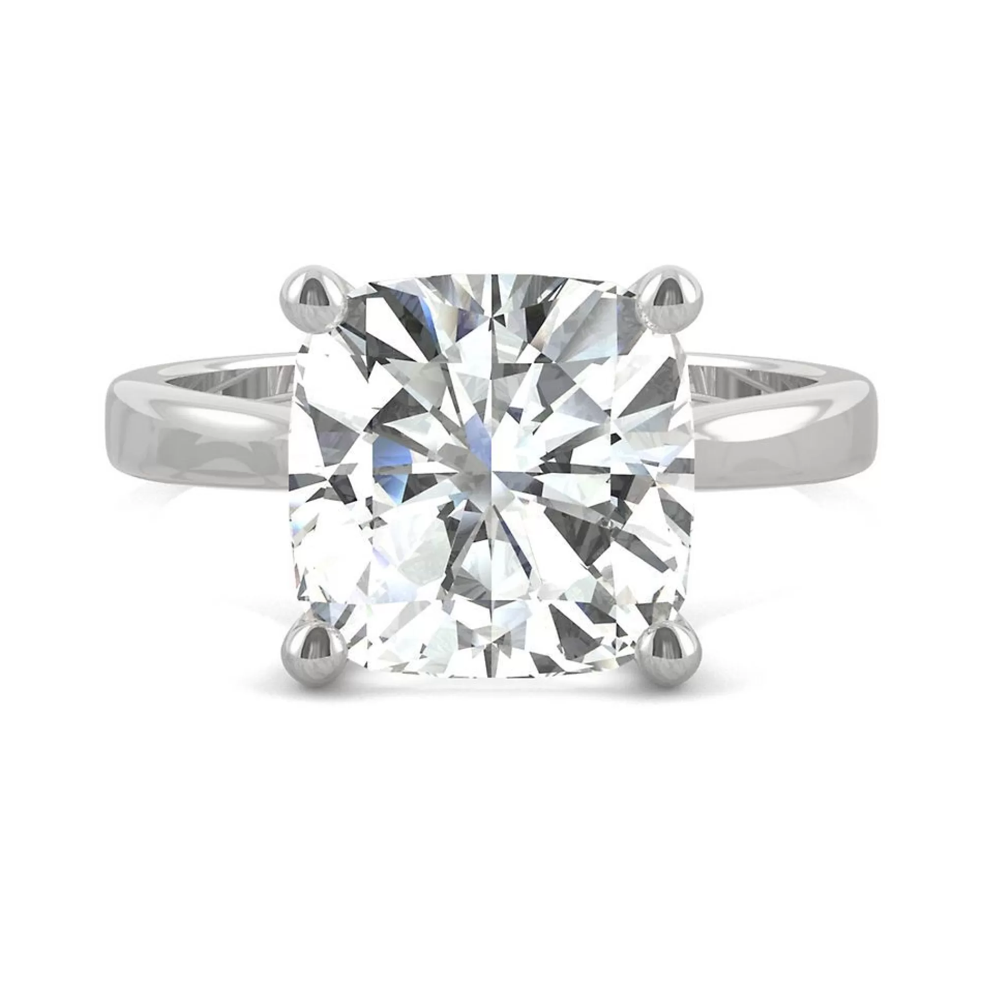 Rings^Charles & Colvard-Forever One™ Cushion-Cut Moissanite Solitaire Ring In 14K White Gold (4 Ct.)