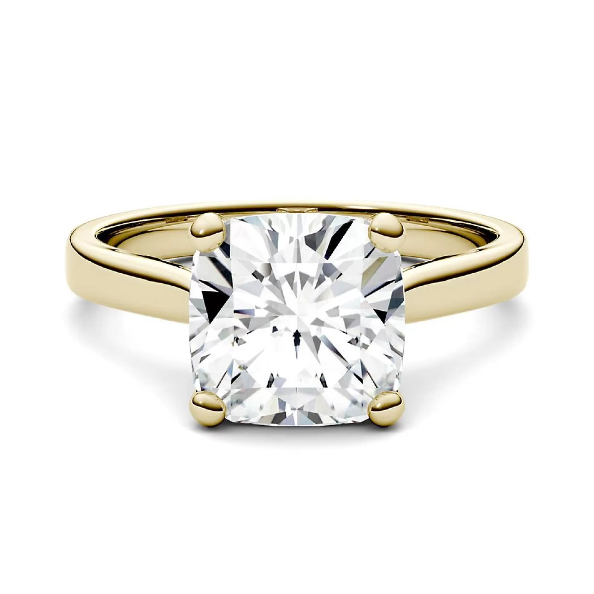 Rings^Charles & Colvard-Forever One™ Cushion-Cut Moissanite Solitaire Ring In 14K Yellow Gold (3 Ct.)