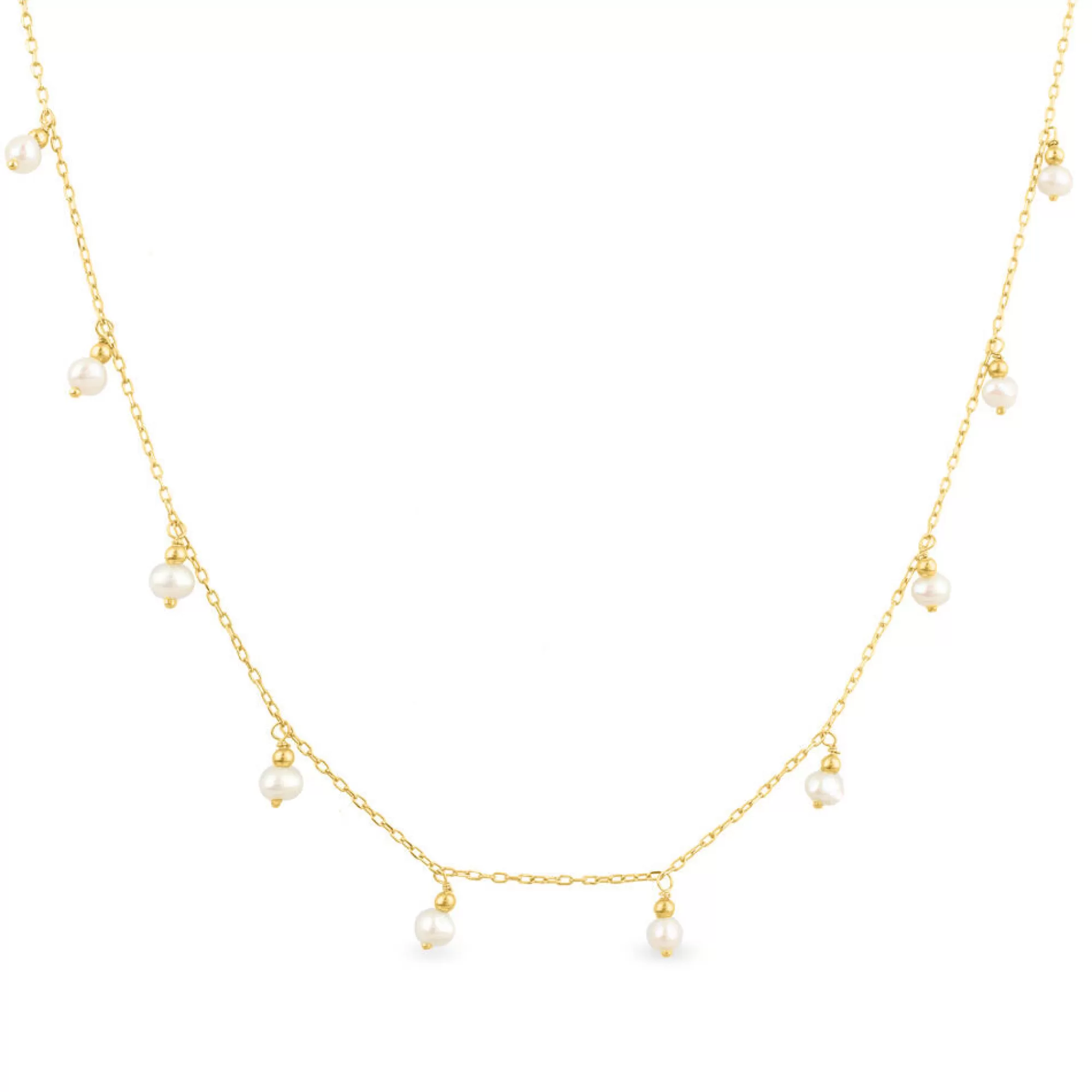 Necklaces & Pendants^* Dangle Pearl Station Necklace In 10K Yellow Gold