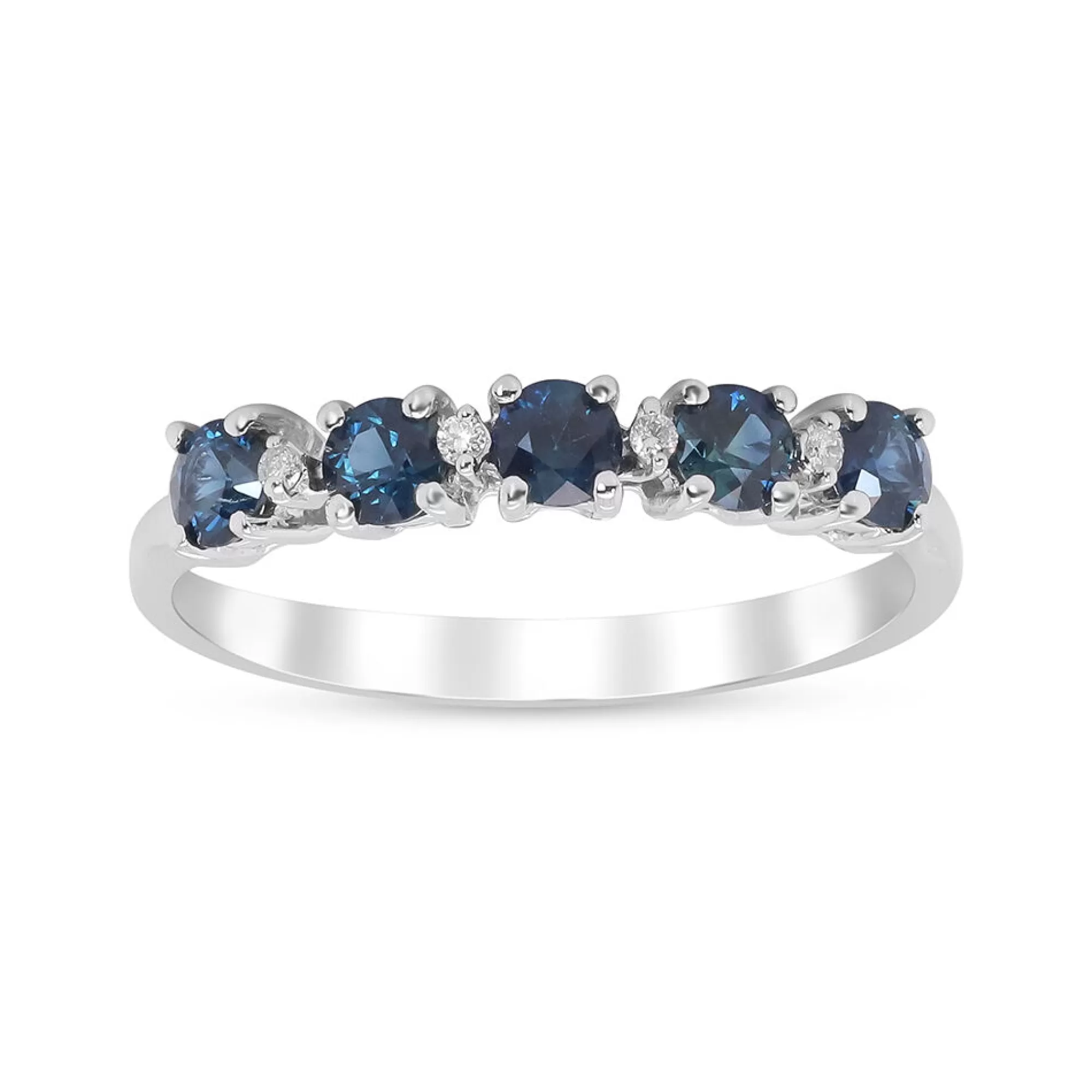 Rings^Layering & Stacking Diamond & Blue Sapphire Ring In 10K White Gold