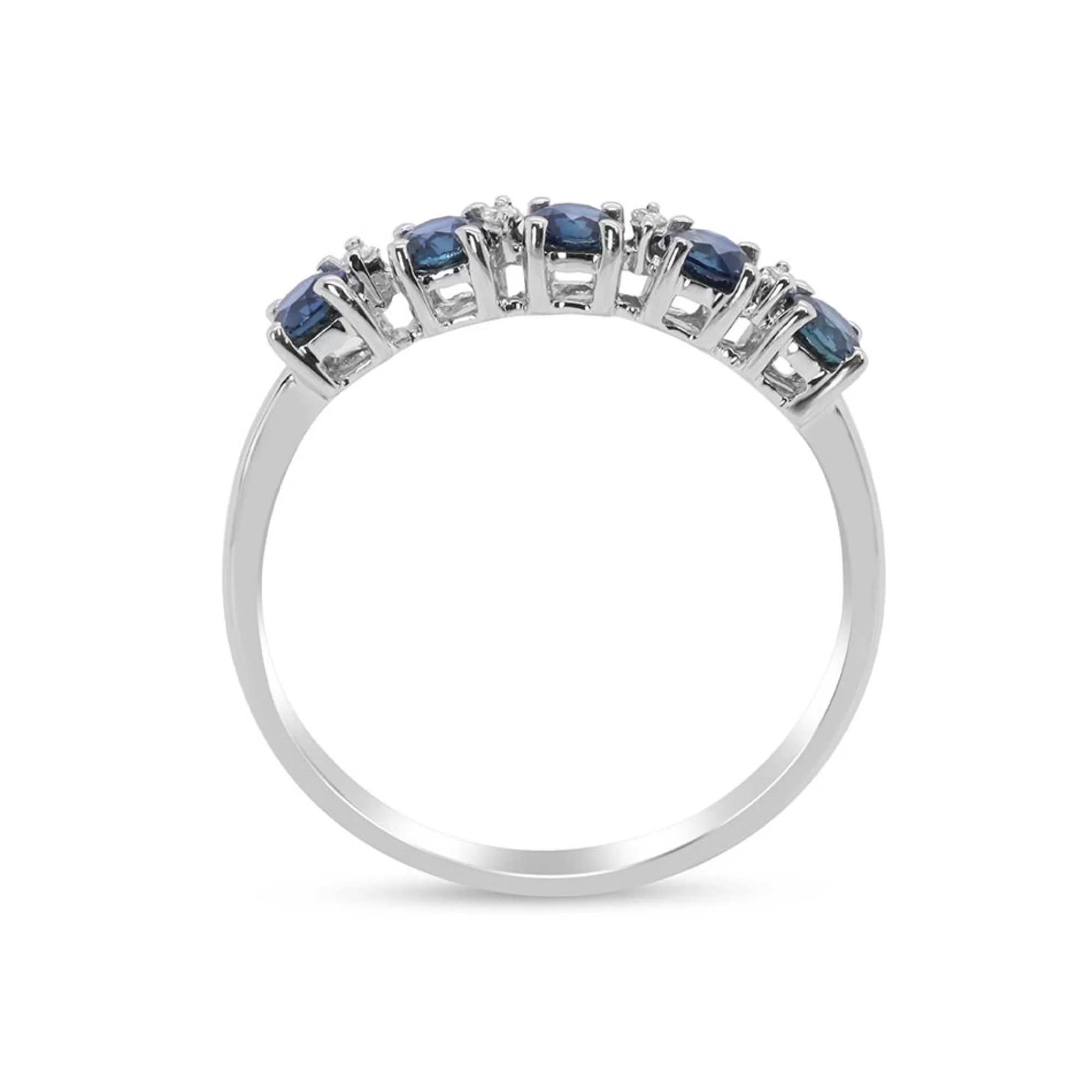 Rings^Layering & Stacking Diamond & Blue Sapphire Ring In 10K White Gold