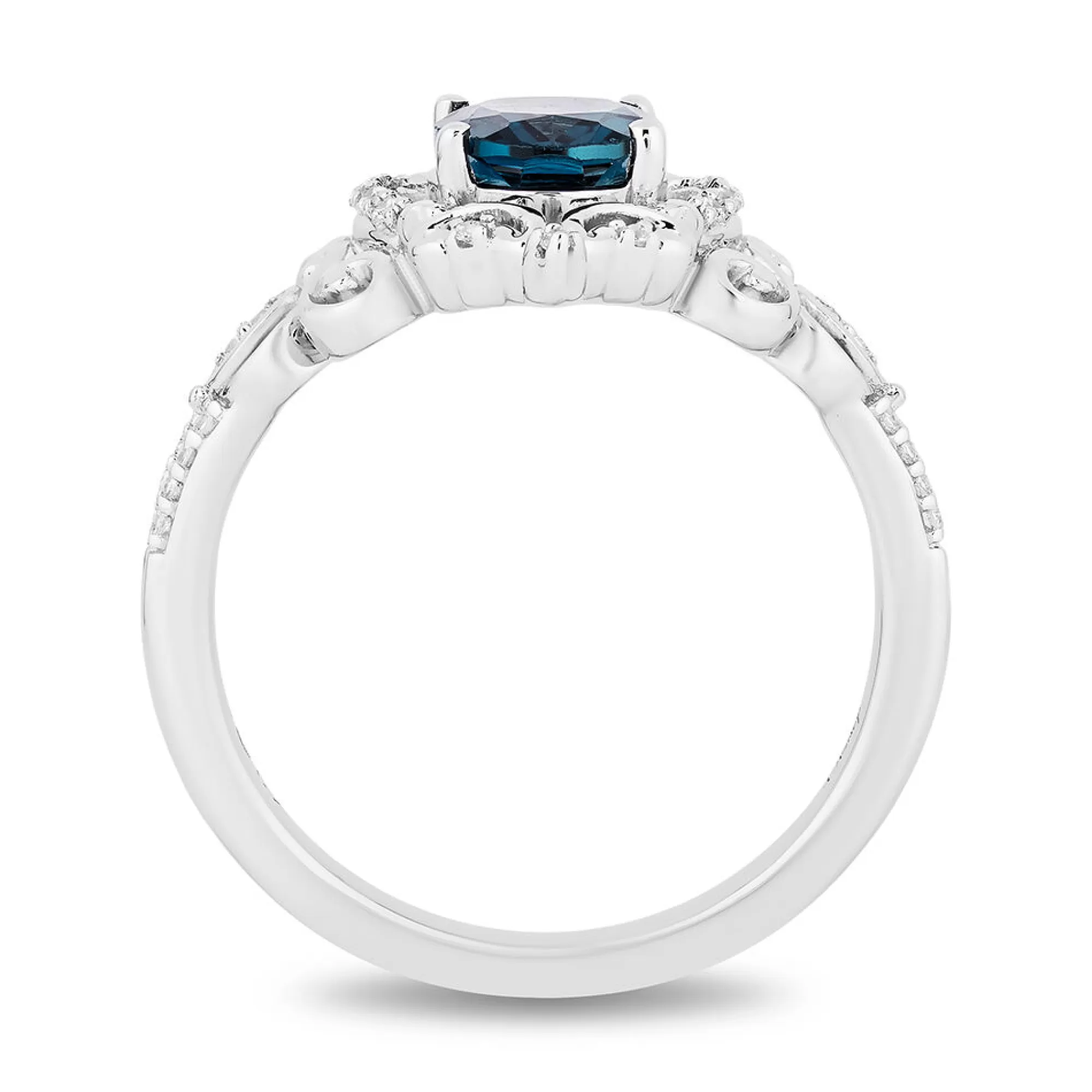 Rings^Enchanted Disney Diamond & London Blue Topaz "Cinderella" Scroll Ring In Sterling Silver (1/10 Ct. Tw.)
