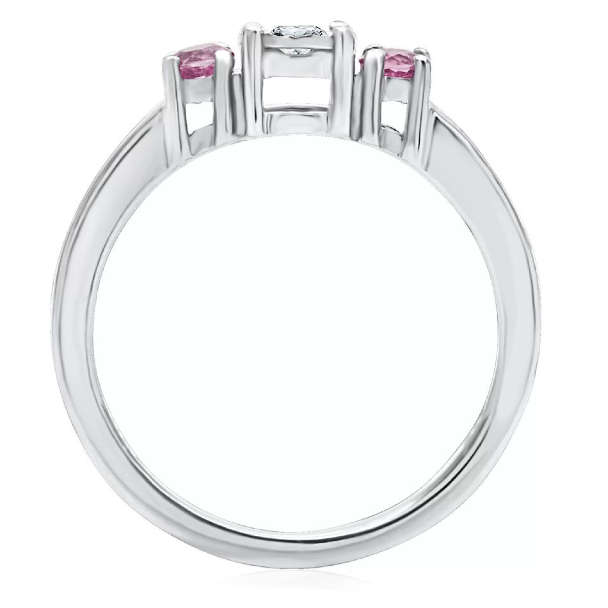 Rings^* Diamond & Pink Sapphire Promise Ring In Sterling Silver