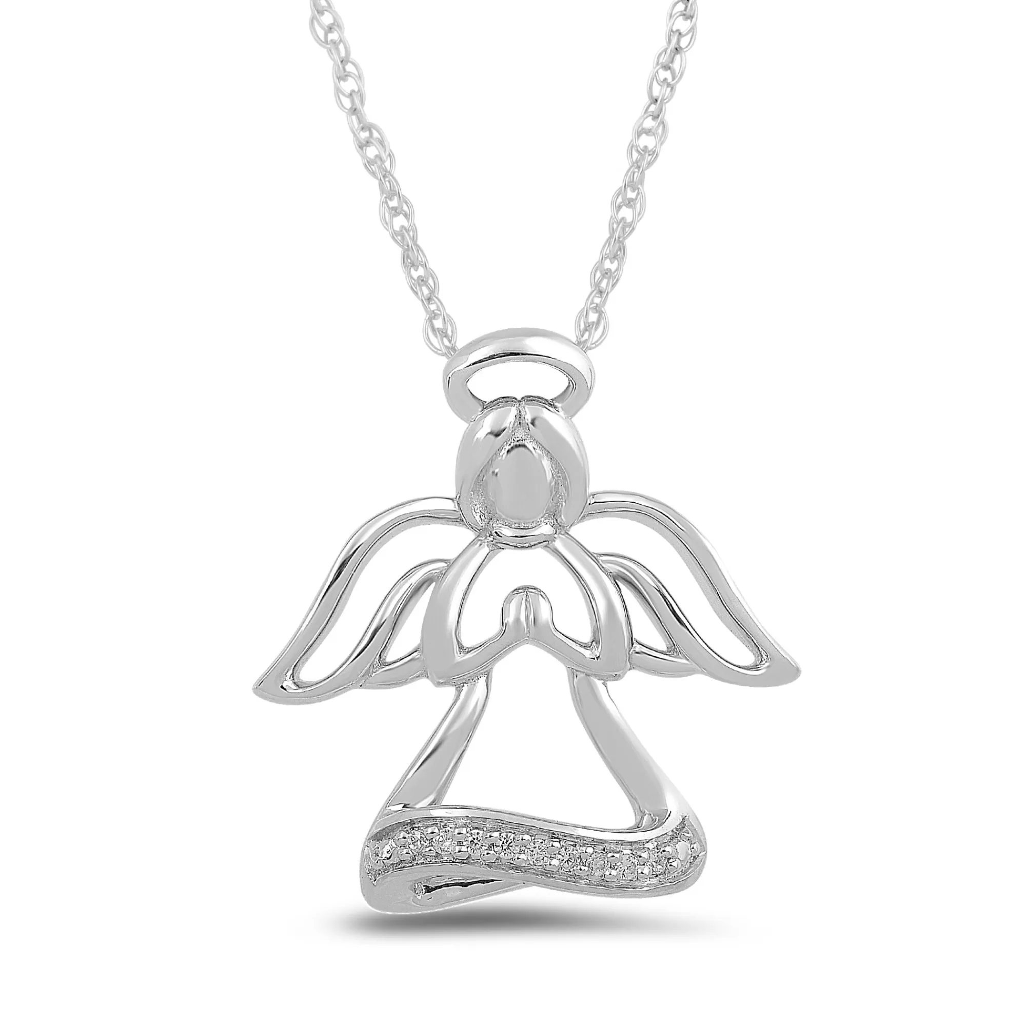 Necklaces & Pendants^* Diamond Accent Angel Pendant In Sterling Silver