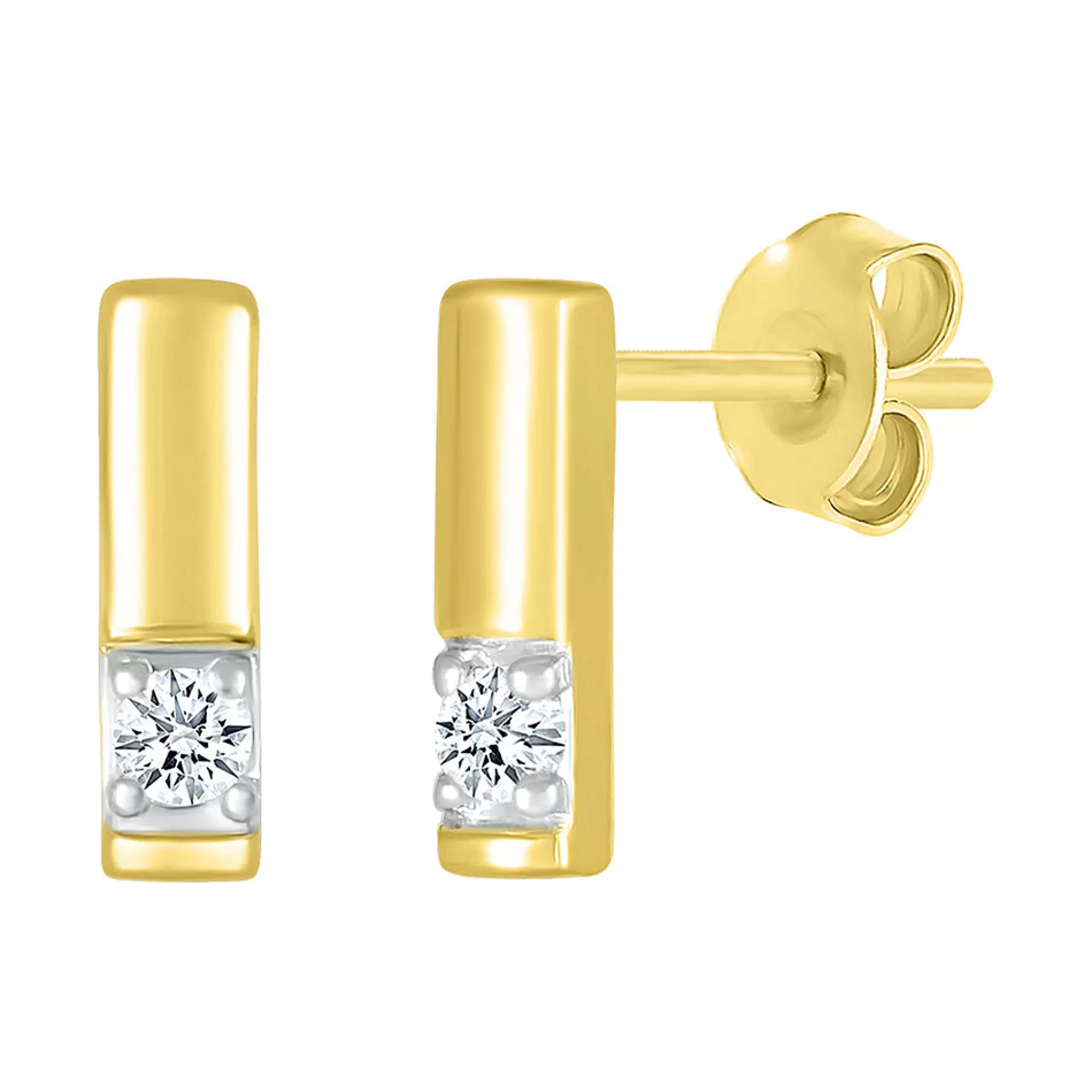 Earrings^Layering & Stacking Diamond Accent Bar Stud Earrings In 10K Yellow Gold