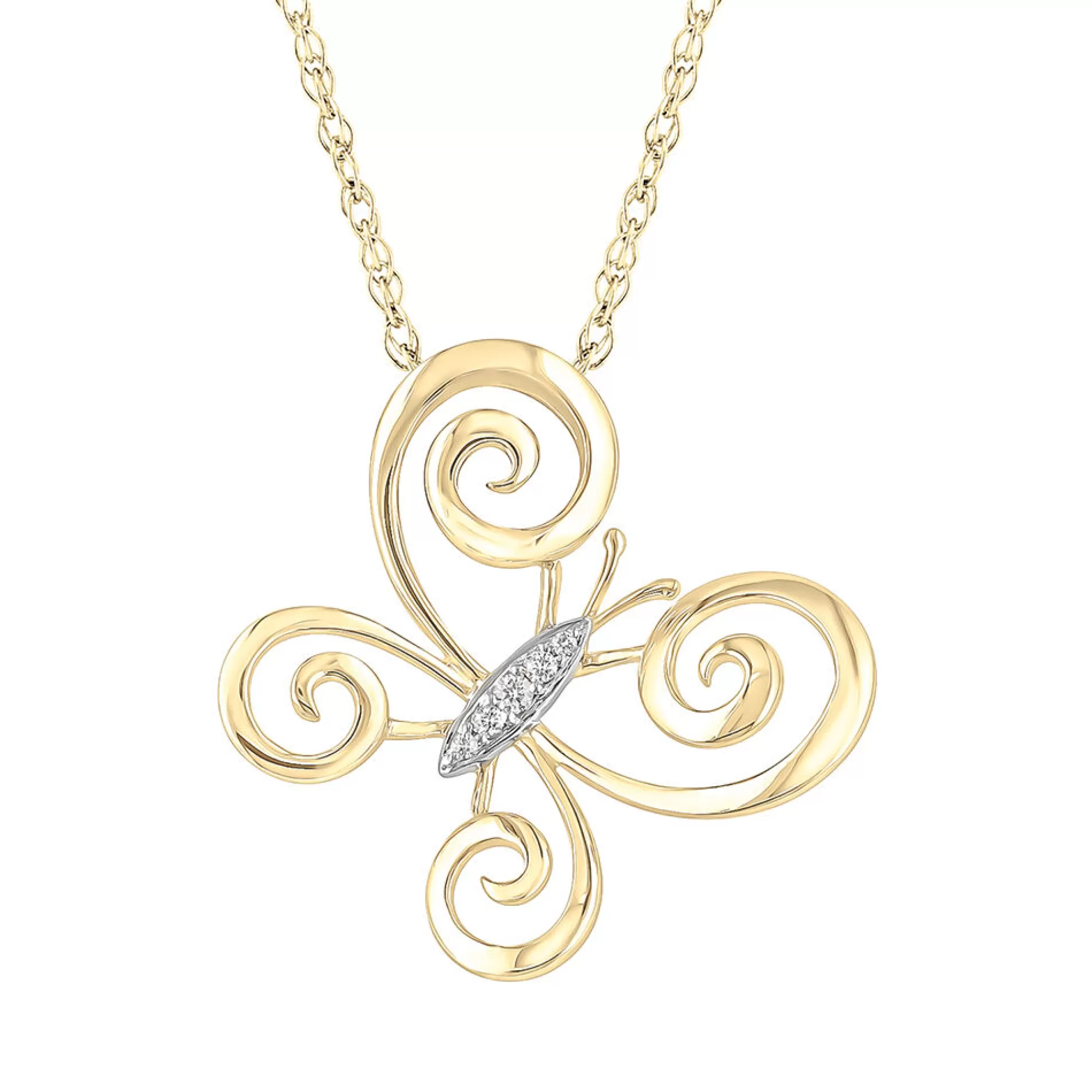 Necklaces & Pendants^* Diamond Accent Butterfly Pendant In 10K Yellow Gold