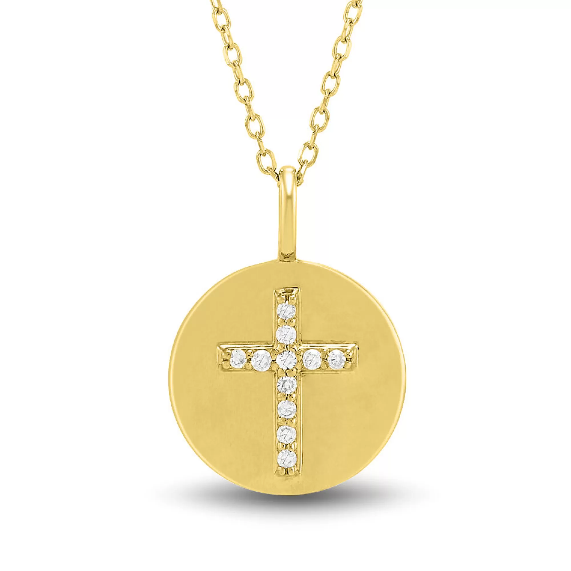 Necklaces & Pendants^* Diamond Accent Cross Disc Pendant In 14K Yellow Gold