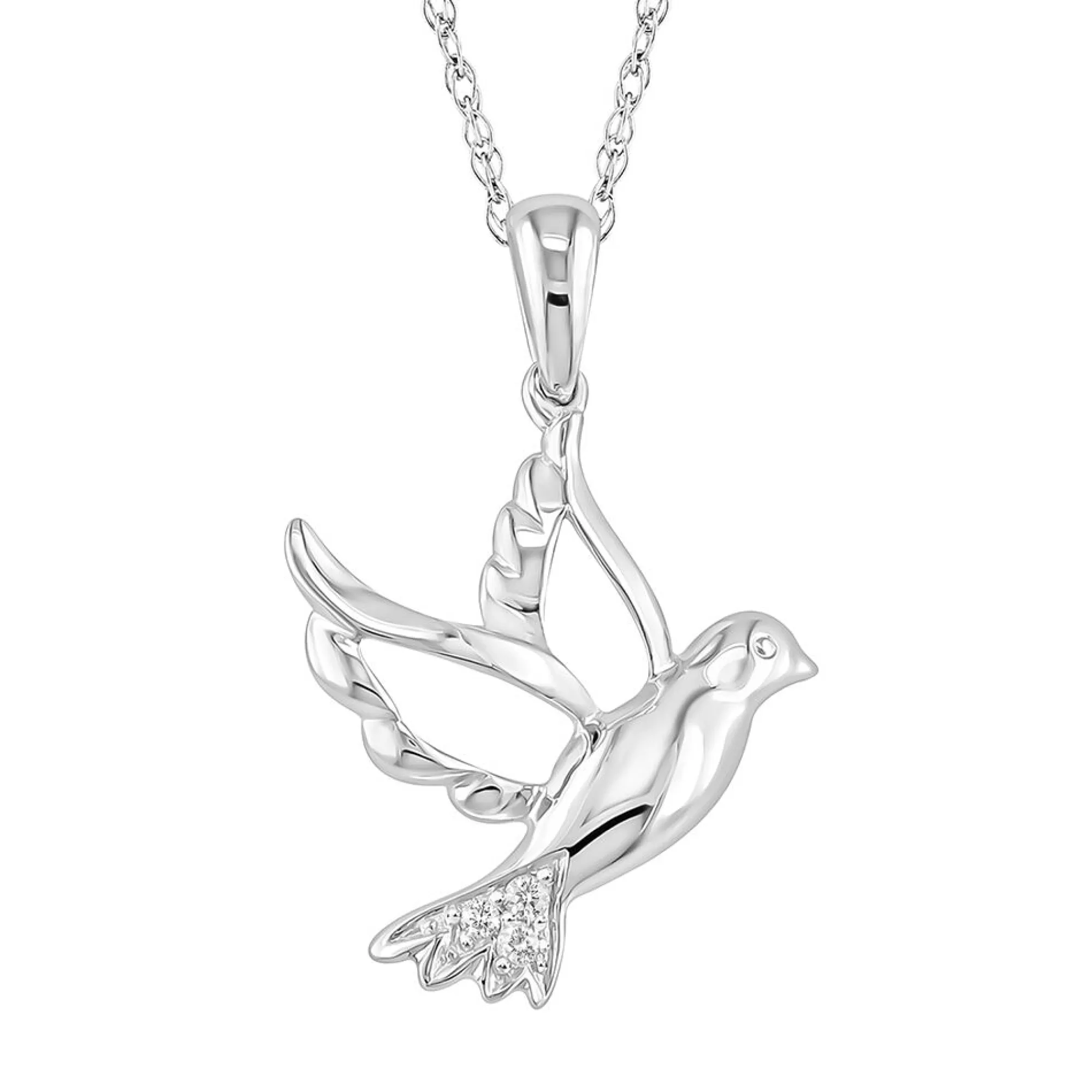 Necklaces & Pendants^* Diamond Accent Dove Pendant In 10K White Gold.