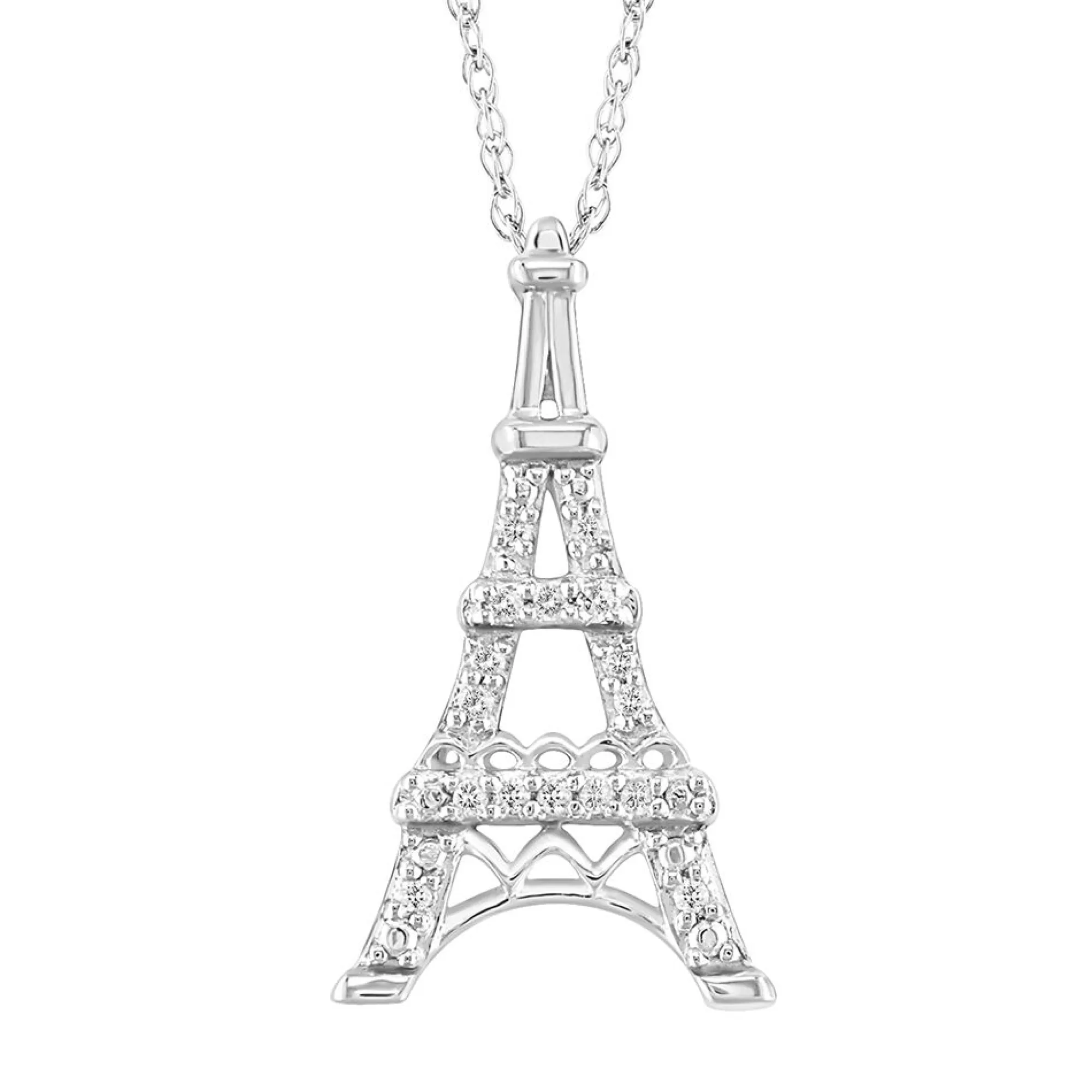 Necklaces & Pendants^* Diamond Accent Eiffel Tower Pendant In 10K White Gold