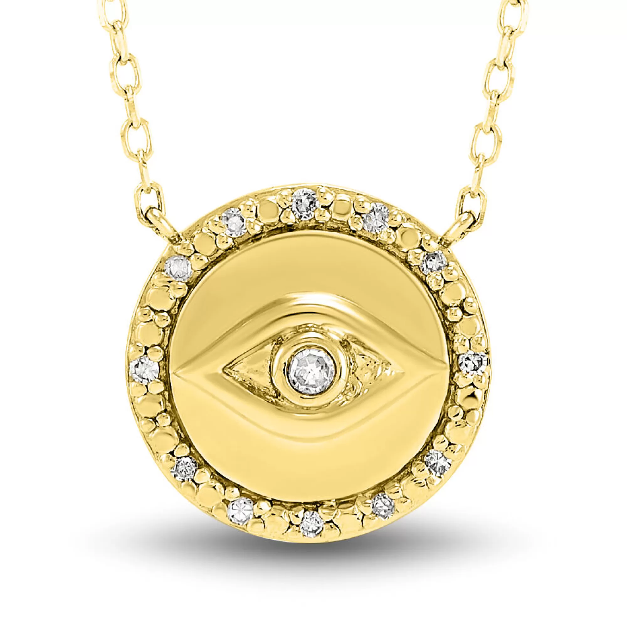 Necklaces & Pendants^* Diamond Accent Evil Eye Necklace In 14K Yellow Gold