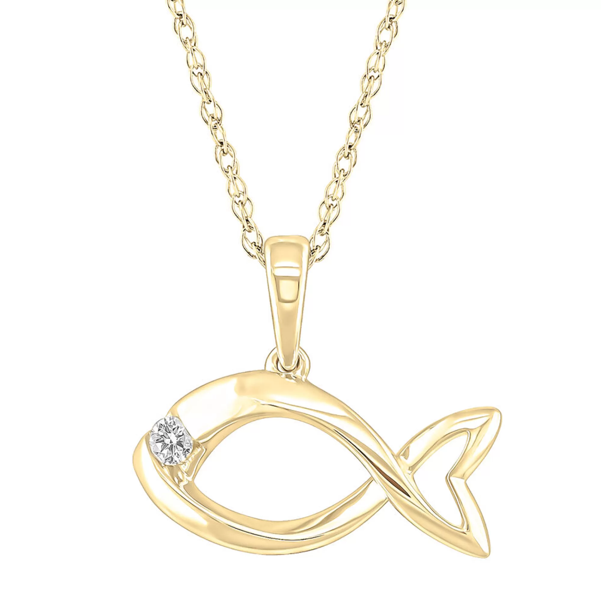 Necklaces & Pendants^* Diamond Accent Fish Pendant In 10K Yellow Gold