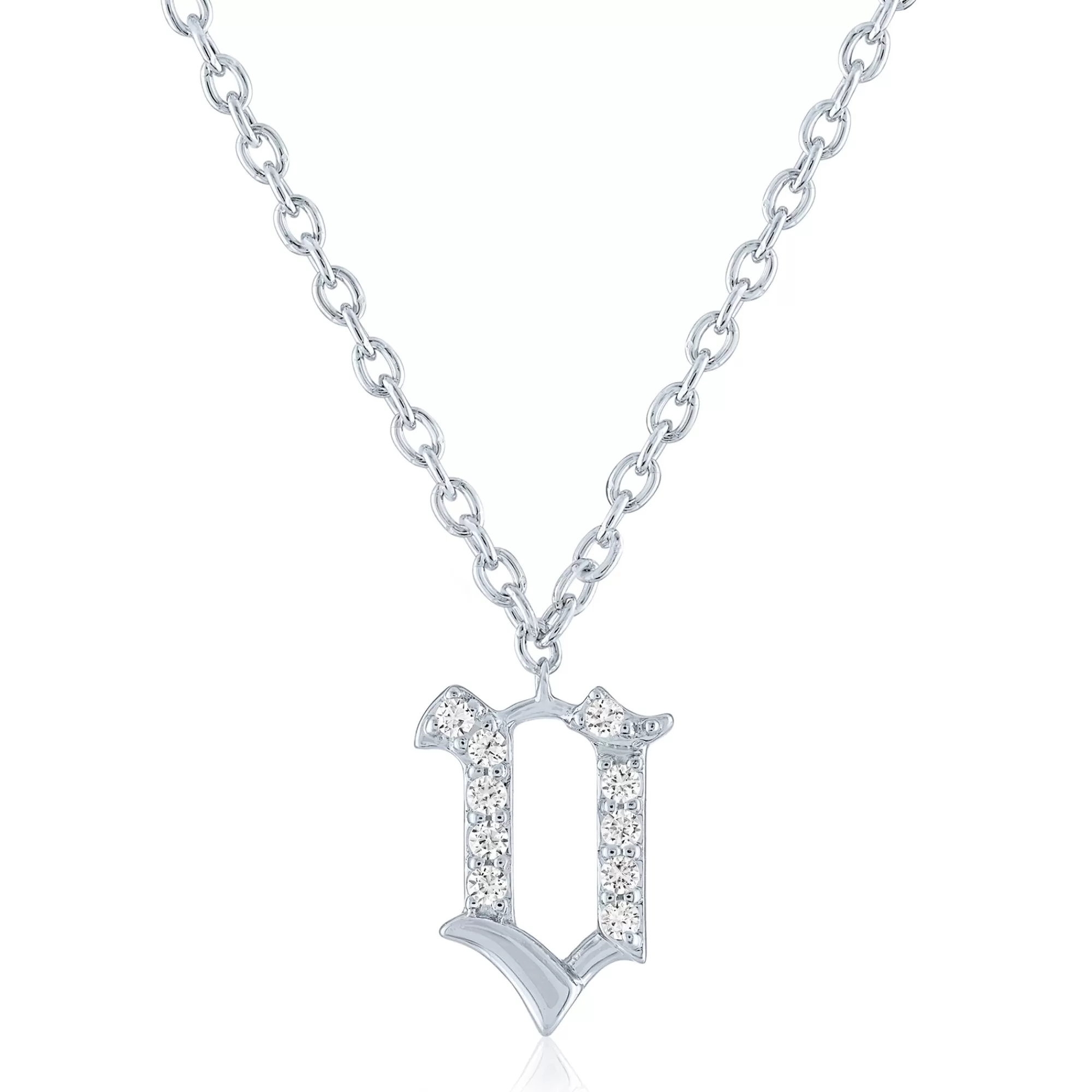 Necklaces & Pendants^* Diamond Accent Gothic Script Initial Pendant In Sterling Silver