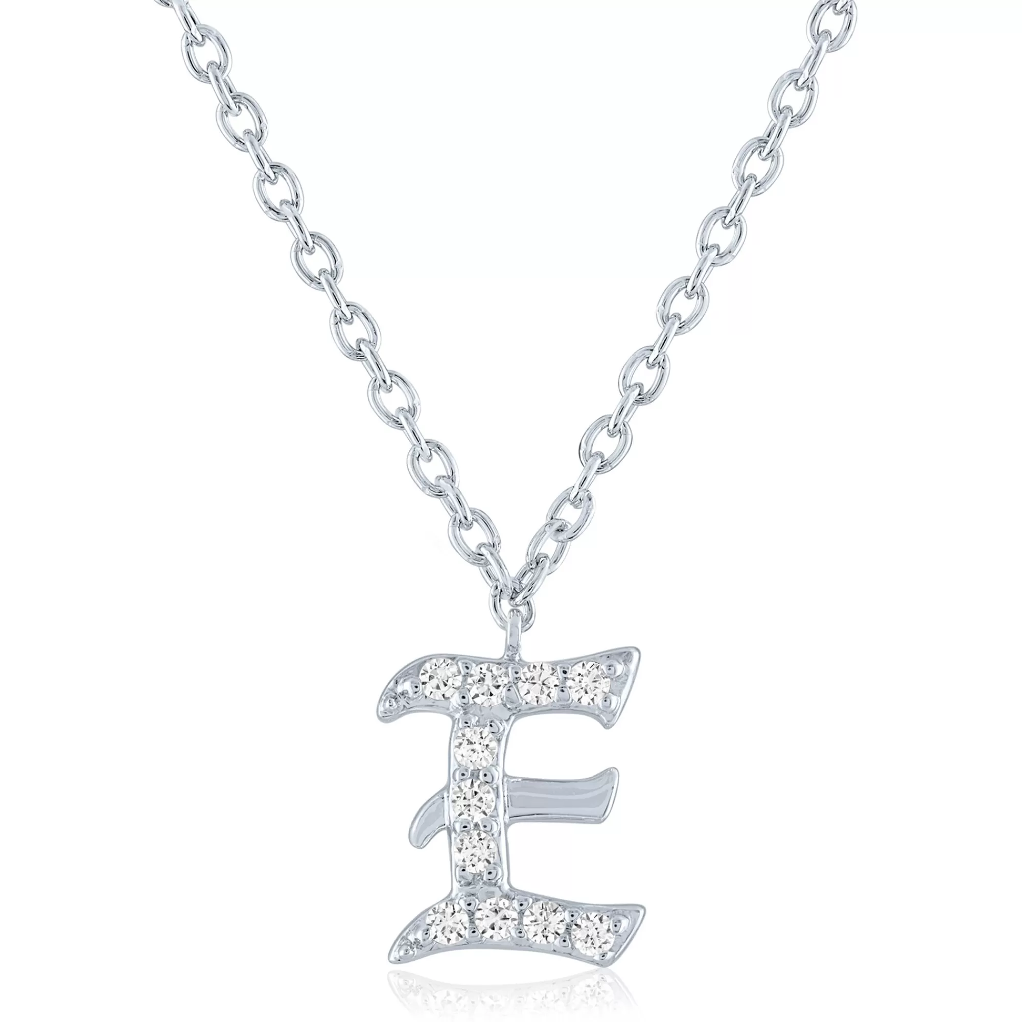 Necklaces & Pendants^* Diamond Accent Gothic Script Initial Pendant In Sterling Silver