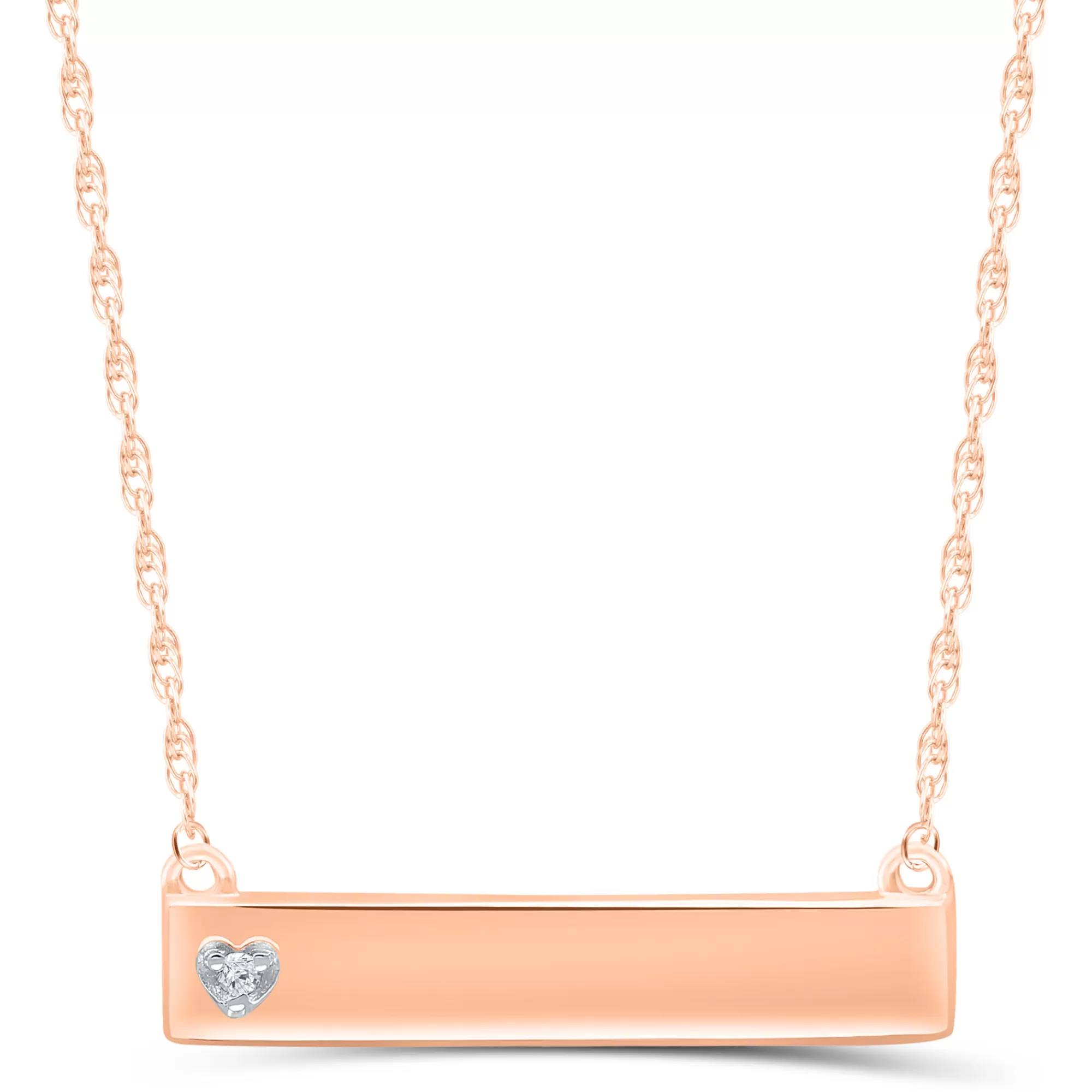 Necklaces & Pendants^Layering & Stacking Diamond Accent Heart Bar Necklace In 10K Rose Gold