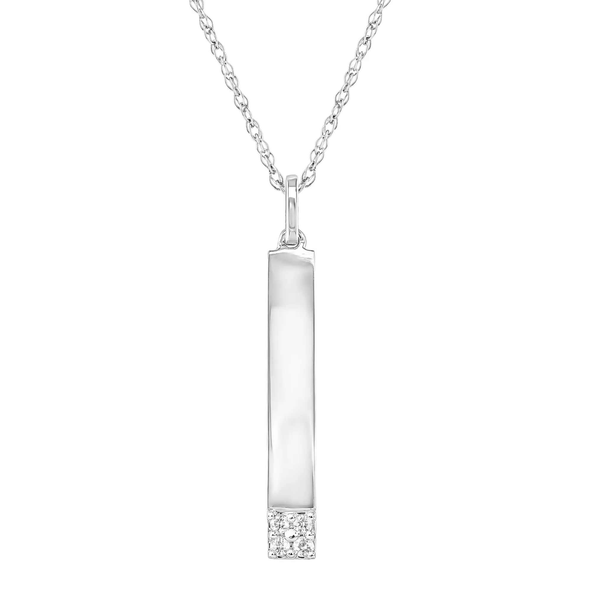 Necklaces & Pendants^Layering & Stacking Diamond Accent Long Stick Pendant In 10K White Gold