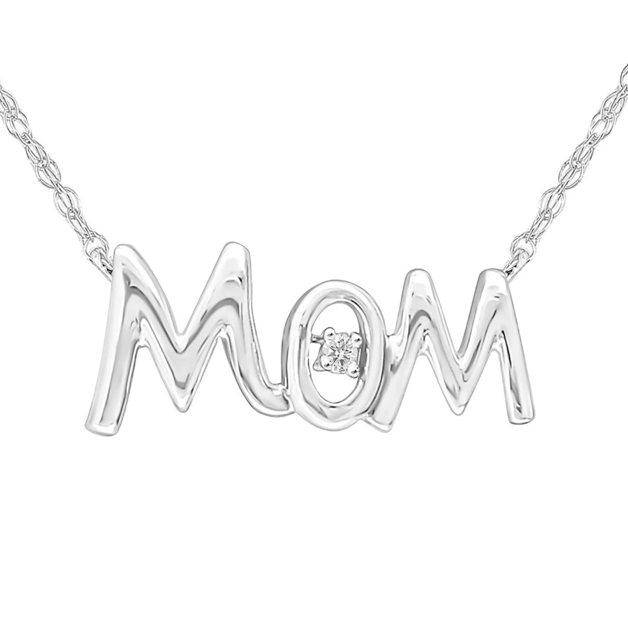 Necklaces & Pendants^* Diamond Accent Mom Necklace In 10K White Gold