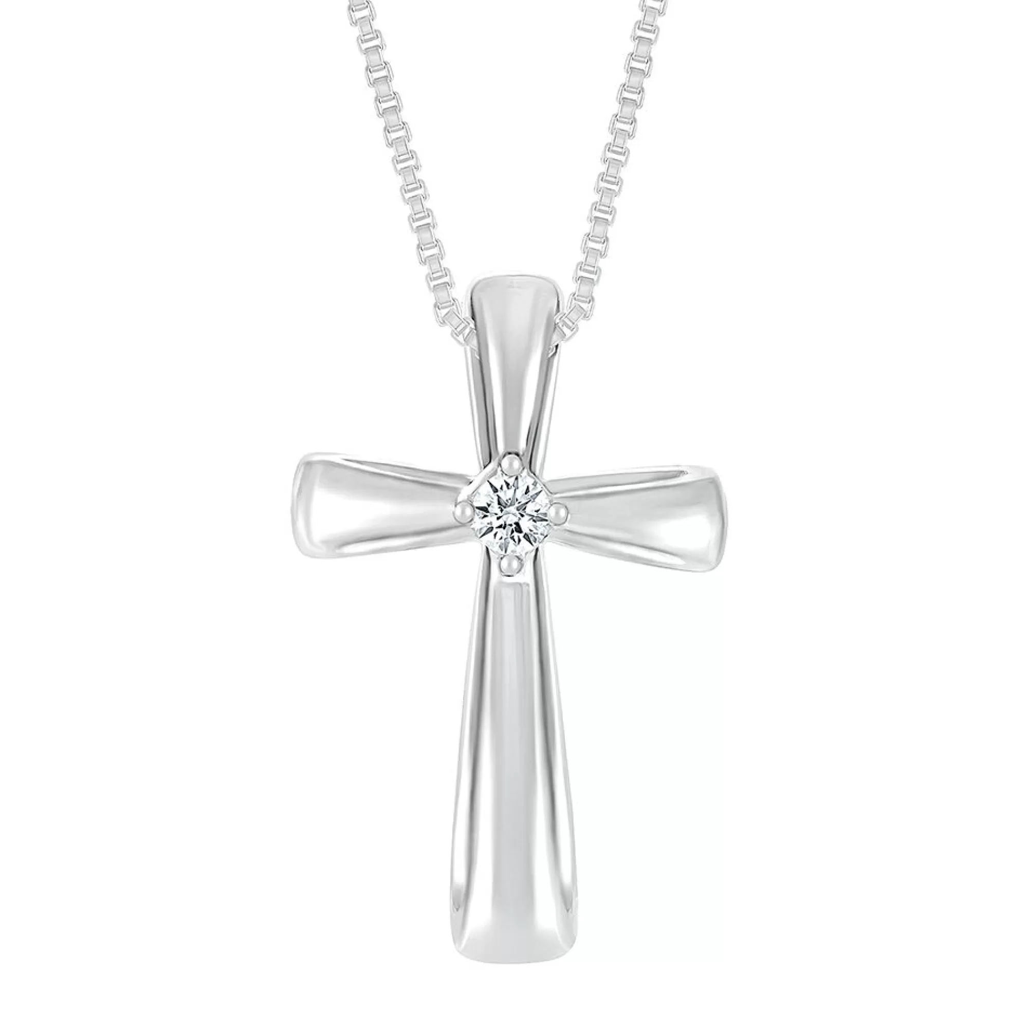 Necklaces & Pendants^* Diamond Accent Puff Cross Pendant In Sterling Silver