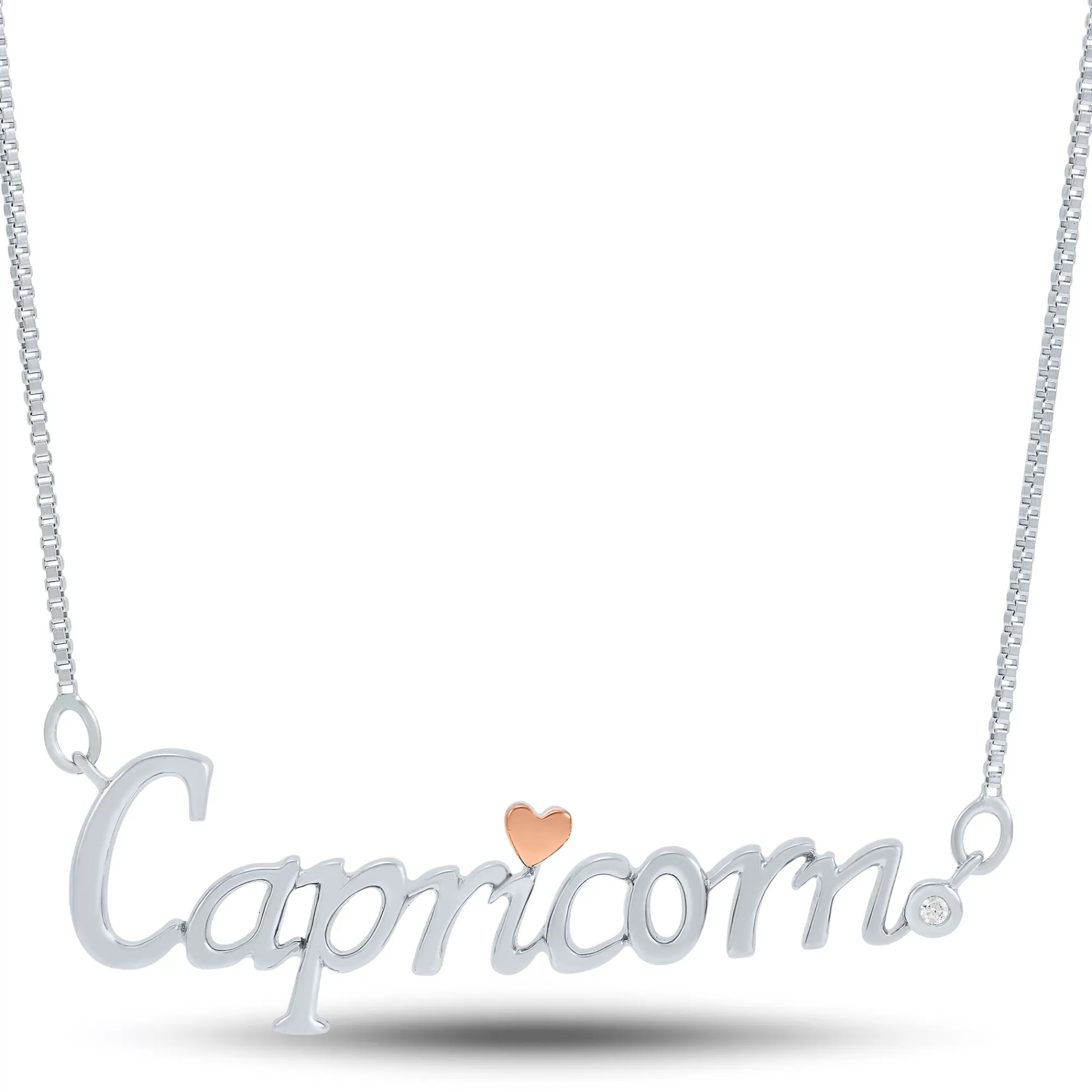 Necklaces & Pendants^I Am Loved Diamond Accent Zodiac Pendant In And 14K Rose Gold Sterling Silver