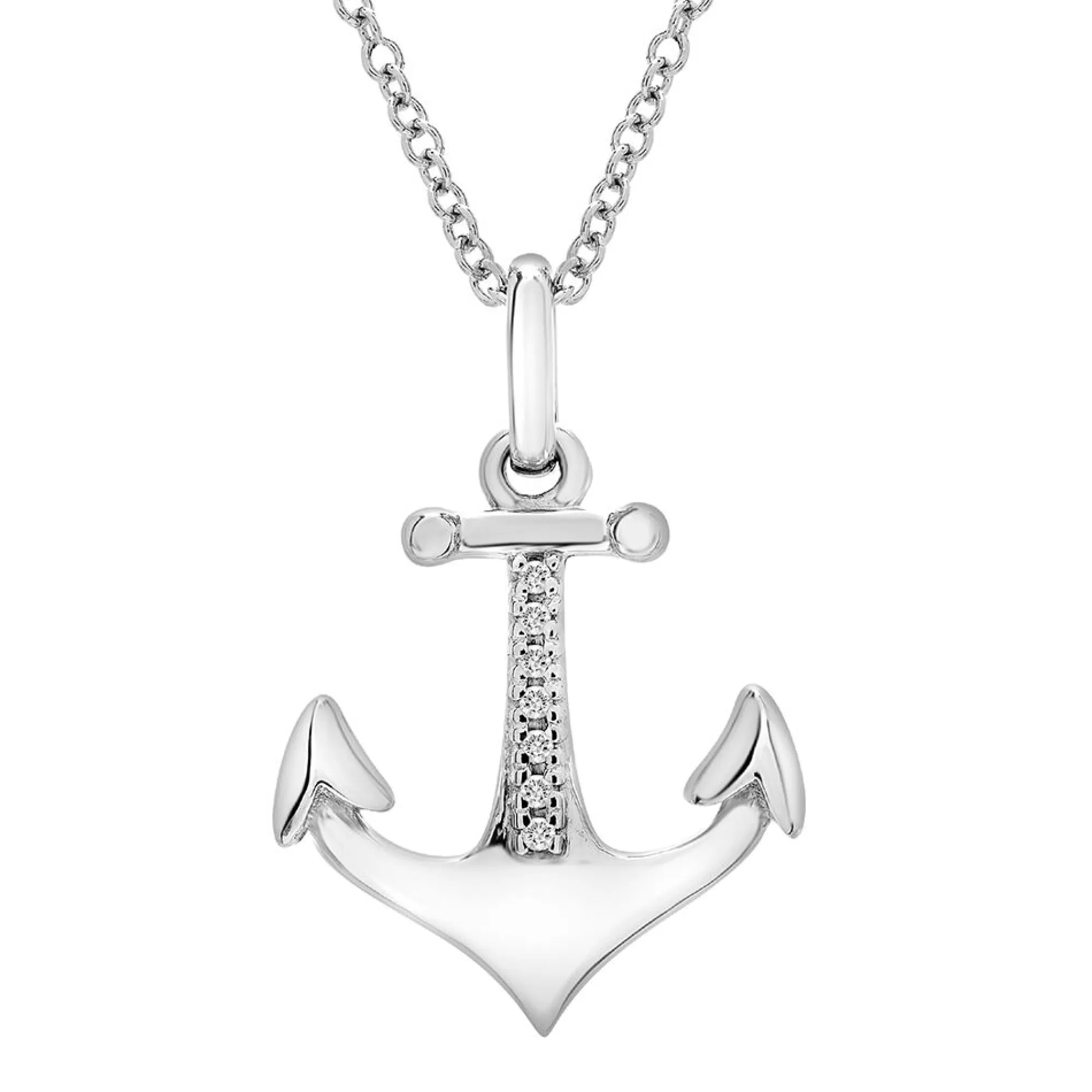 Necklaces & Pendants^* Diamond Anchor Pendant In Sterling Silver