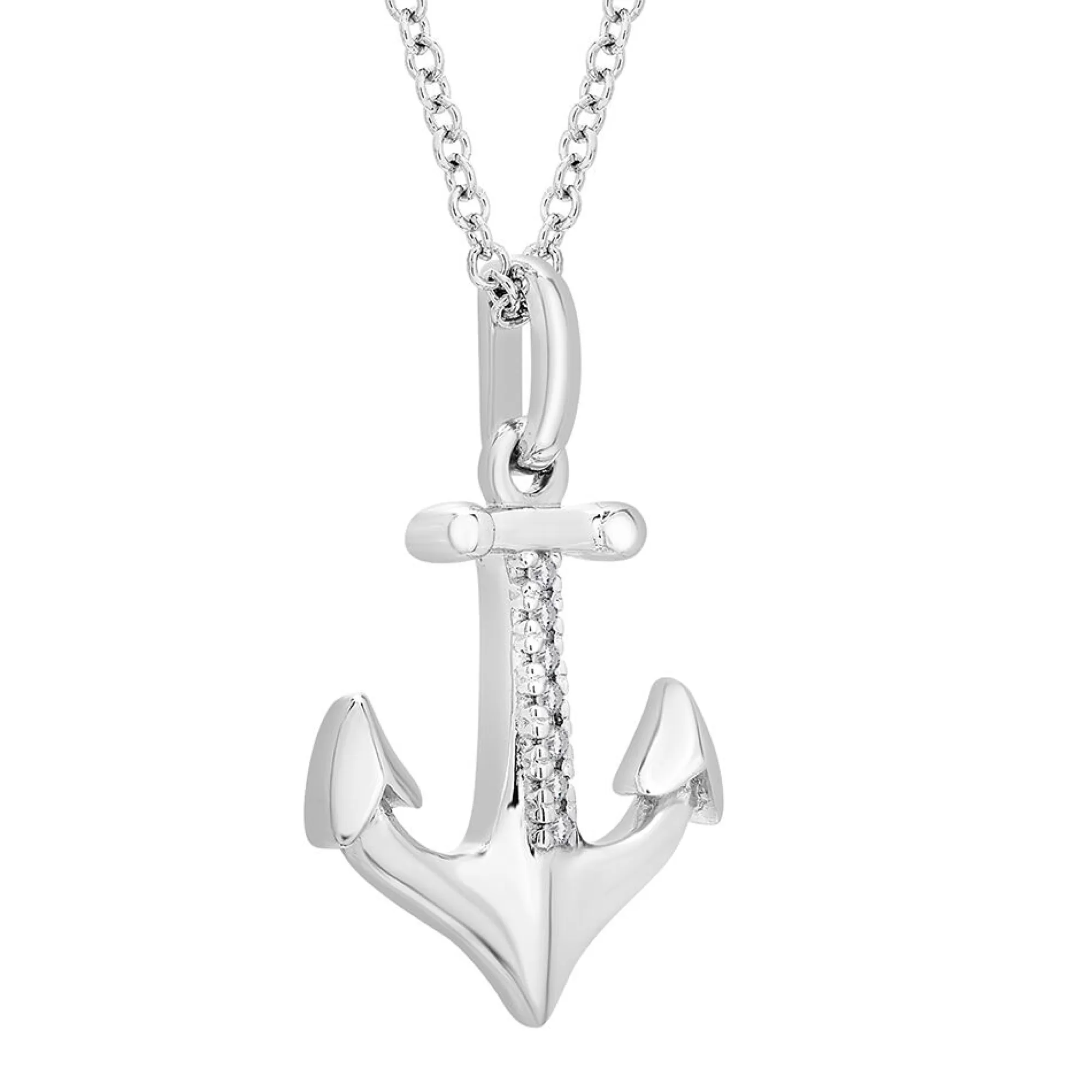 Necklaces & Pendants^* Diamond Anchor Pendant In Sterling Silver