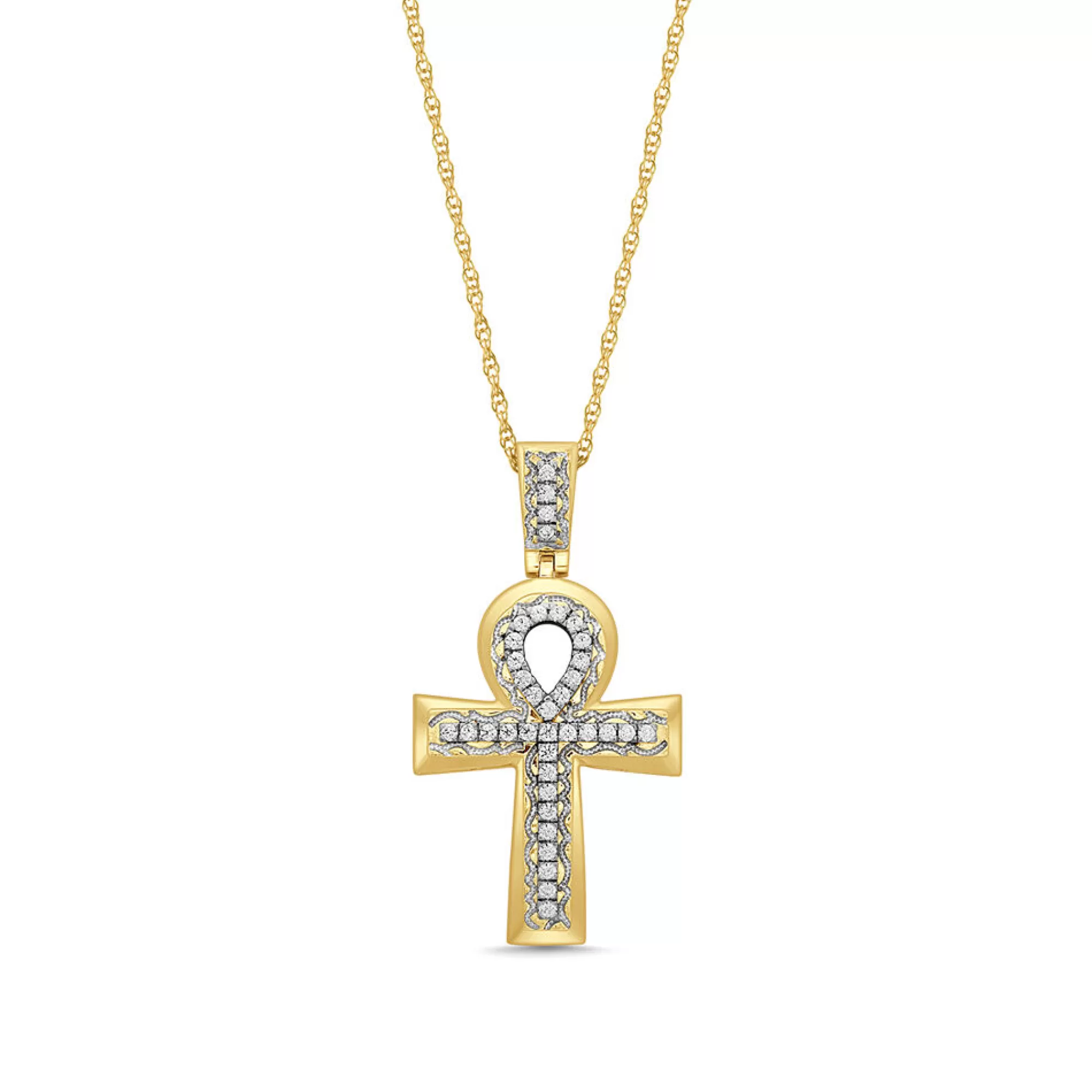 Necklaces & Pendants^* Diamond Ankh Pendant In 10K Yellow Gold (7/8 Ct. Tw.)