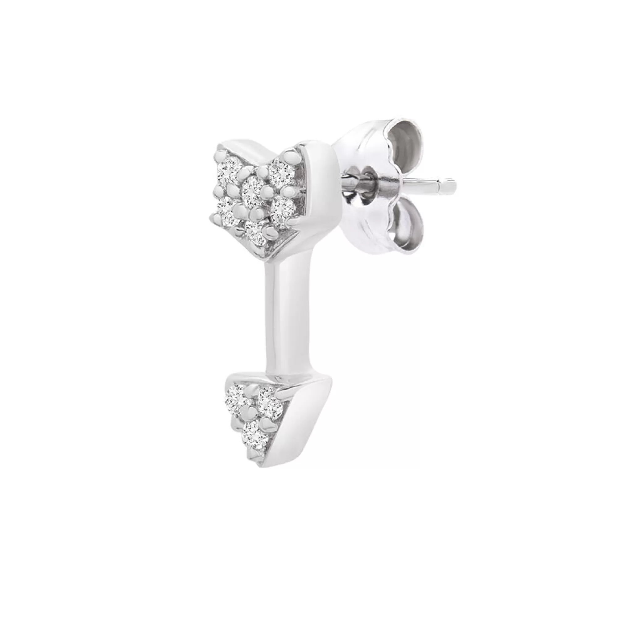 Earrings^Layering & Stacking Diamond Arrow Single Stud Earring In 10K White Gold