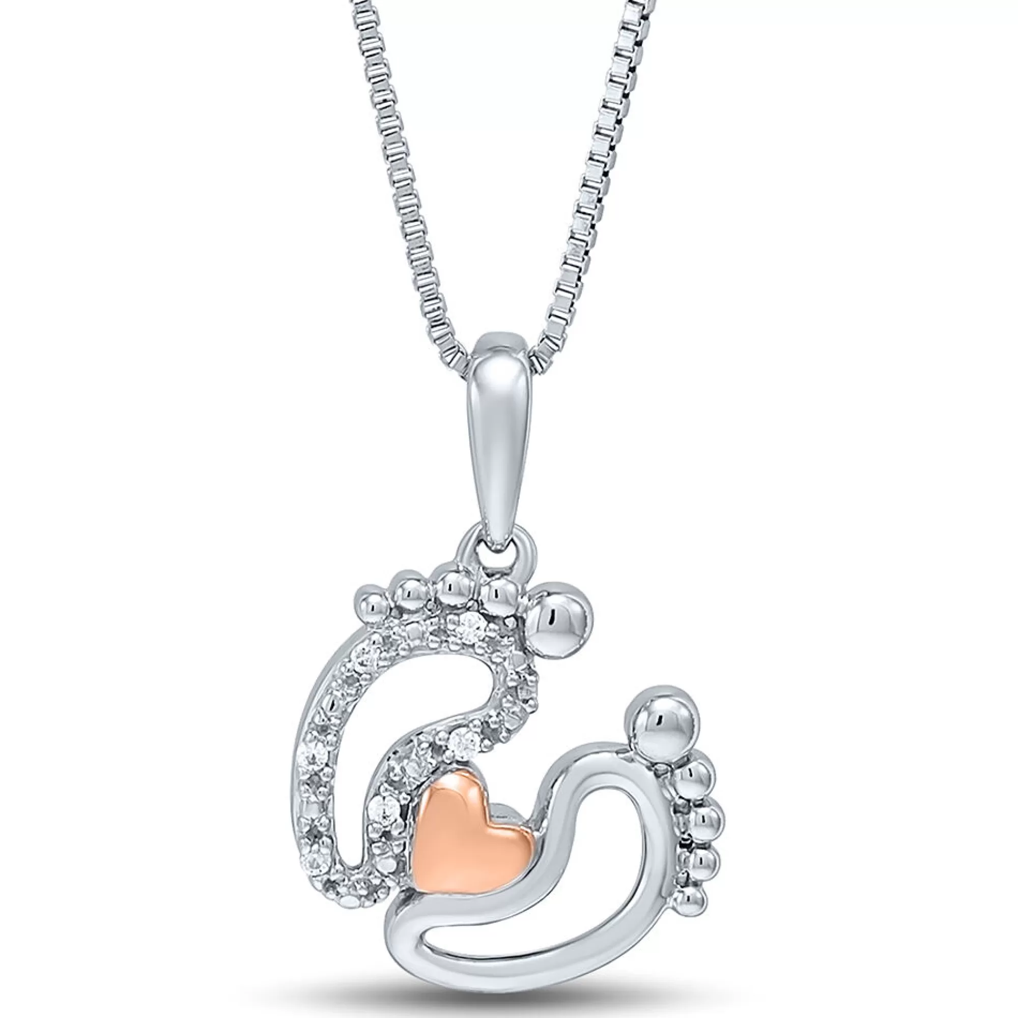 Necklaces & Pendants^I Am Loved Diamond Baby Feet Pendant In Sterling Silver