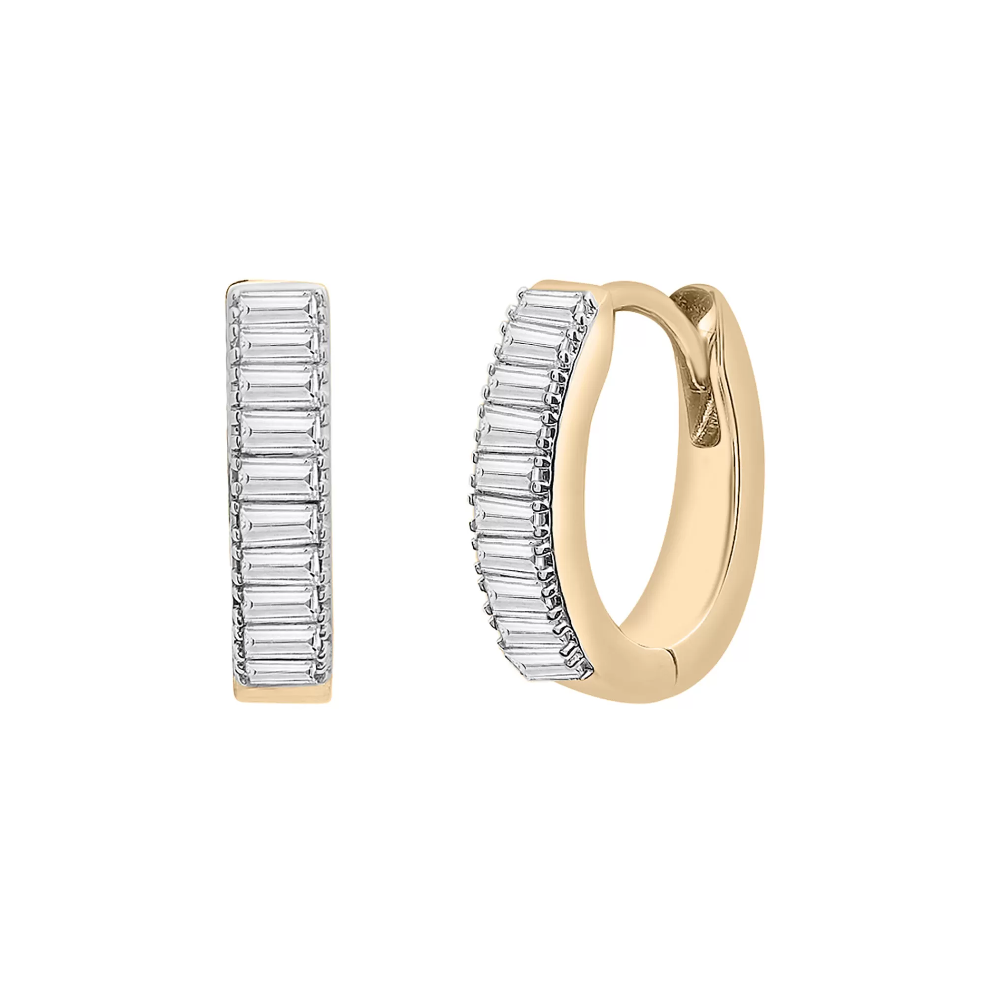 Earrings^Laure by Aurate Diamond Baguette Oval Hoop Earrings In 14K Yellow Gold (1/3 Ct. Tw.)