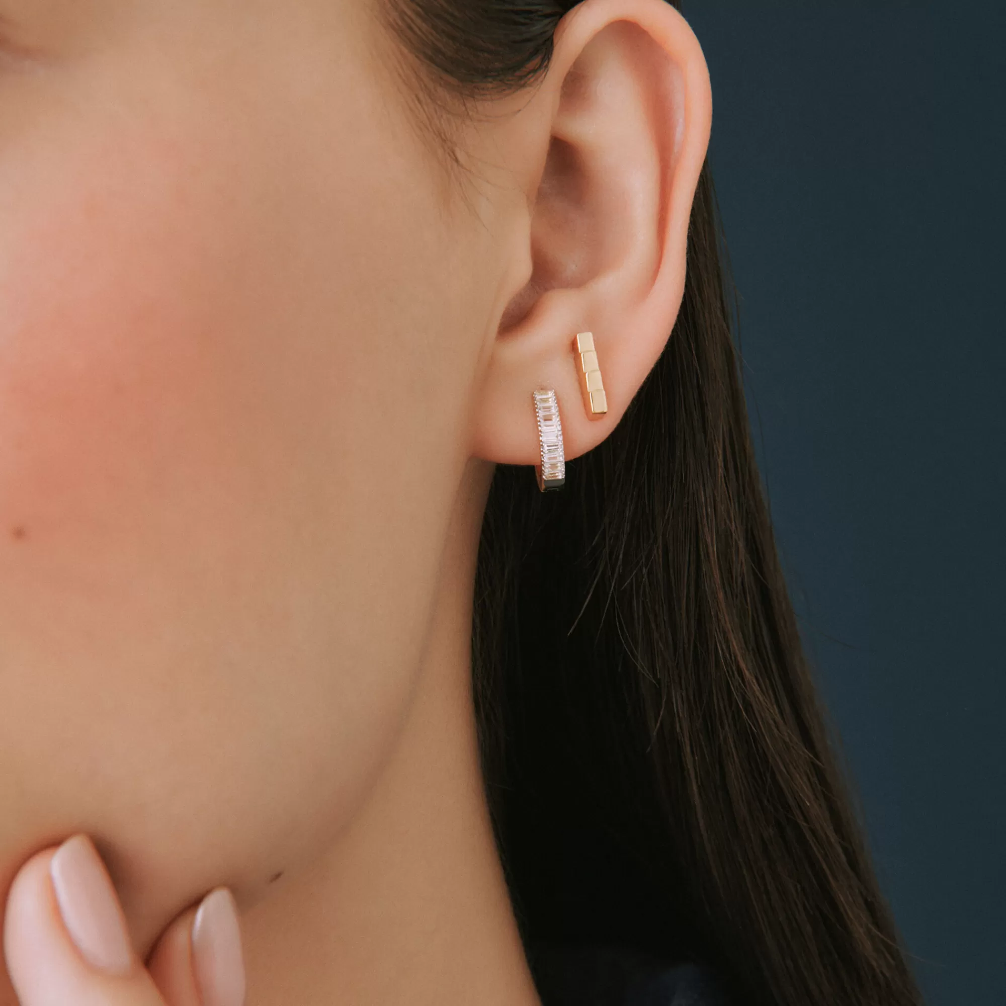 Earrings^Laure by Aurate Diamond Baguette Oval Hoop Earrings In 14K Yellow Gold (1/3 Ct. Tw.)