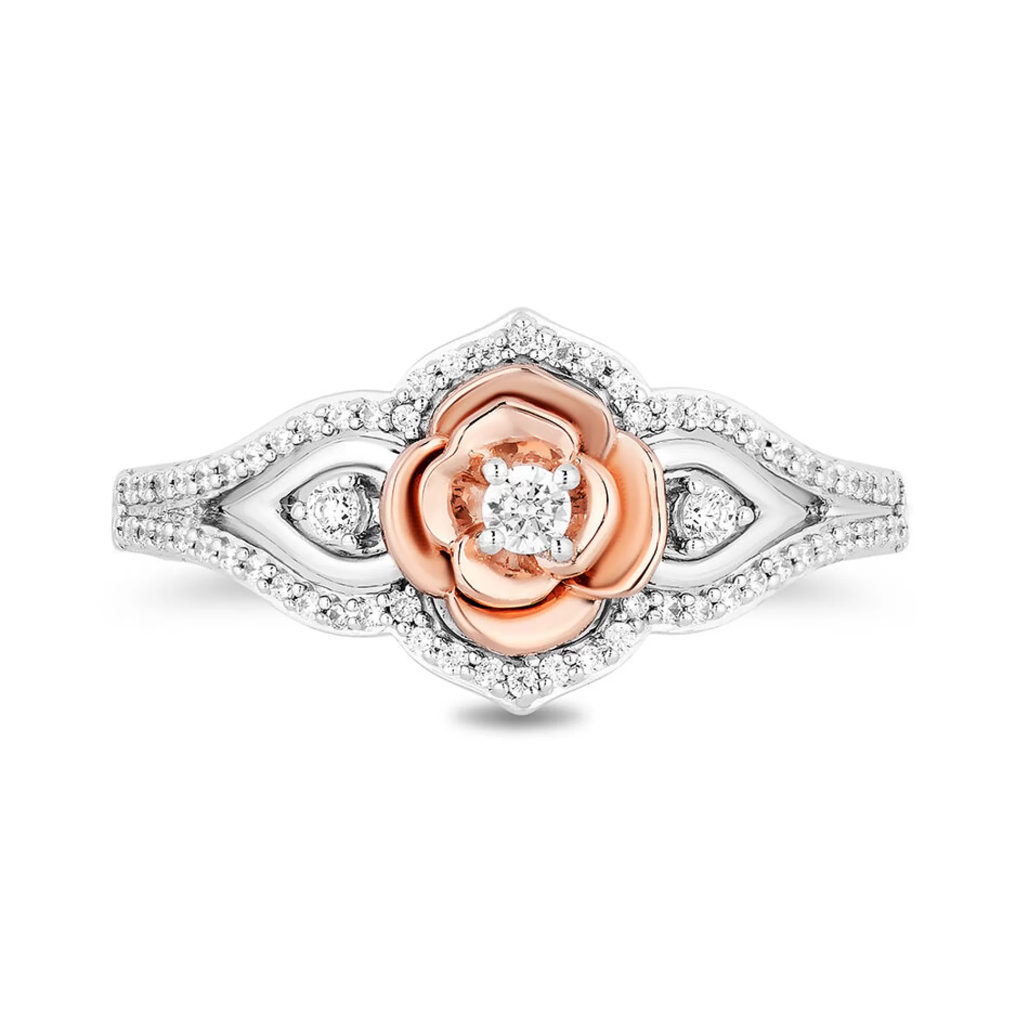 Rings^Enchanted Disney Diamond "Belle" Rose Ring In Sterling Silver & 10K Rose Gold (1/5 Ct. Tw.)